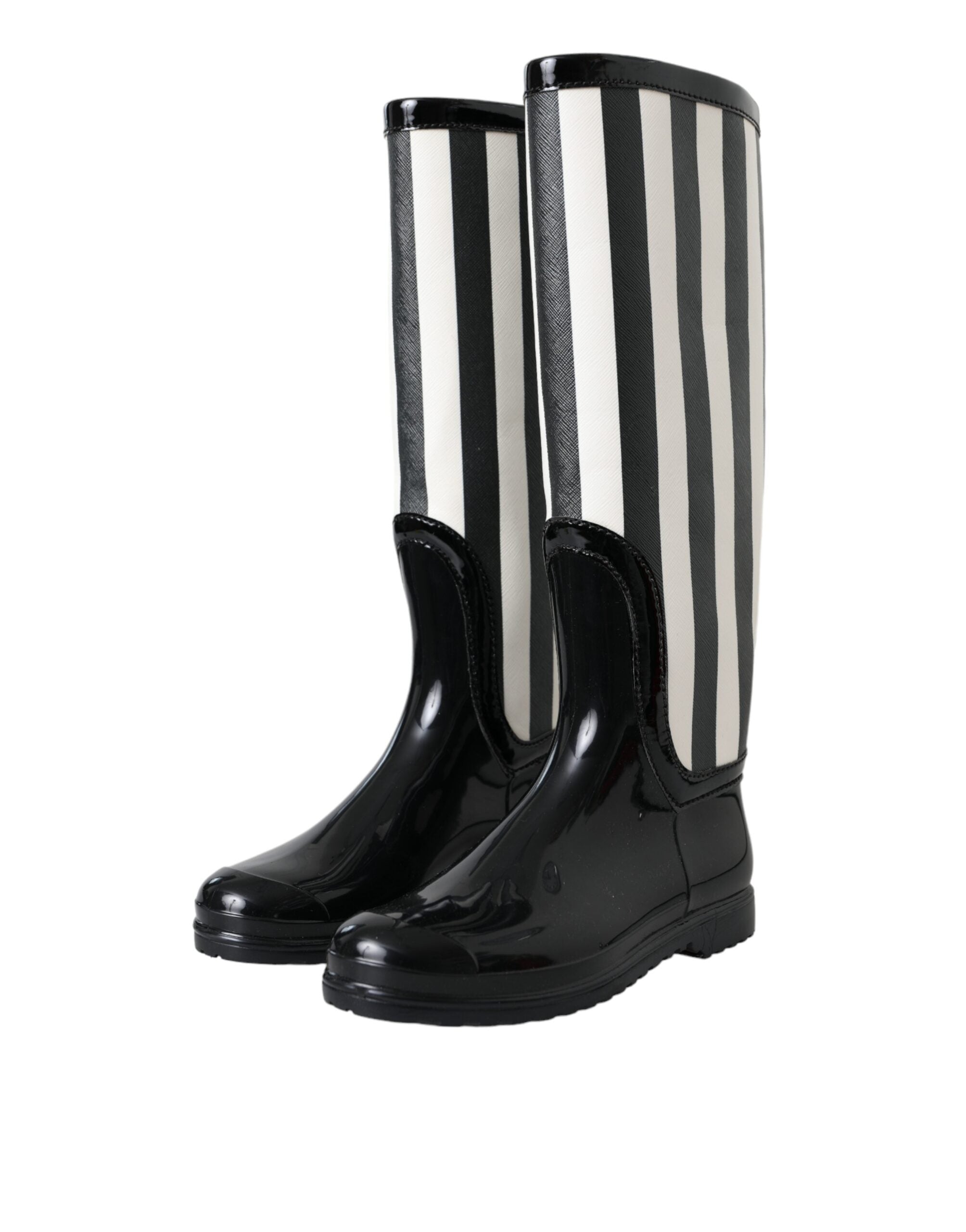 Παπούτσια Dolce &amp; Gabbana Black Rubber Knee ψηλά Flat μπότες