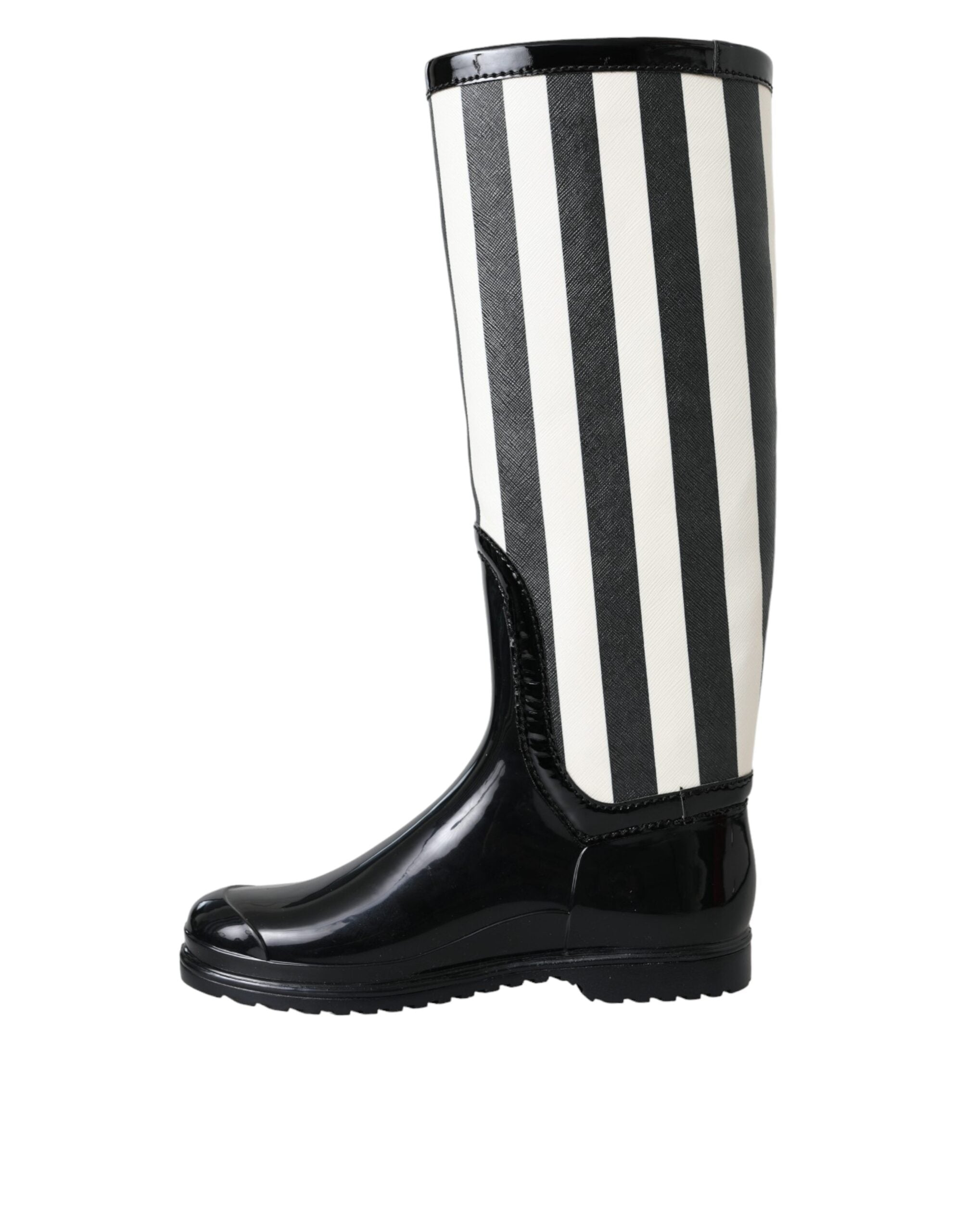 Παπούτσια Dolce &amp; Gabbana Black Rubber Knee ψηλά Flat μπότες