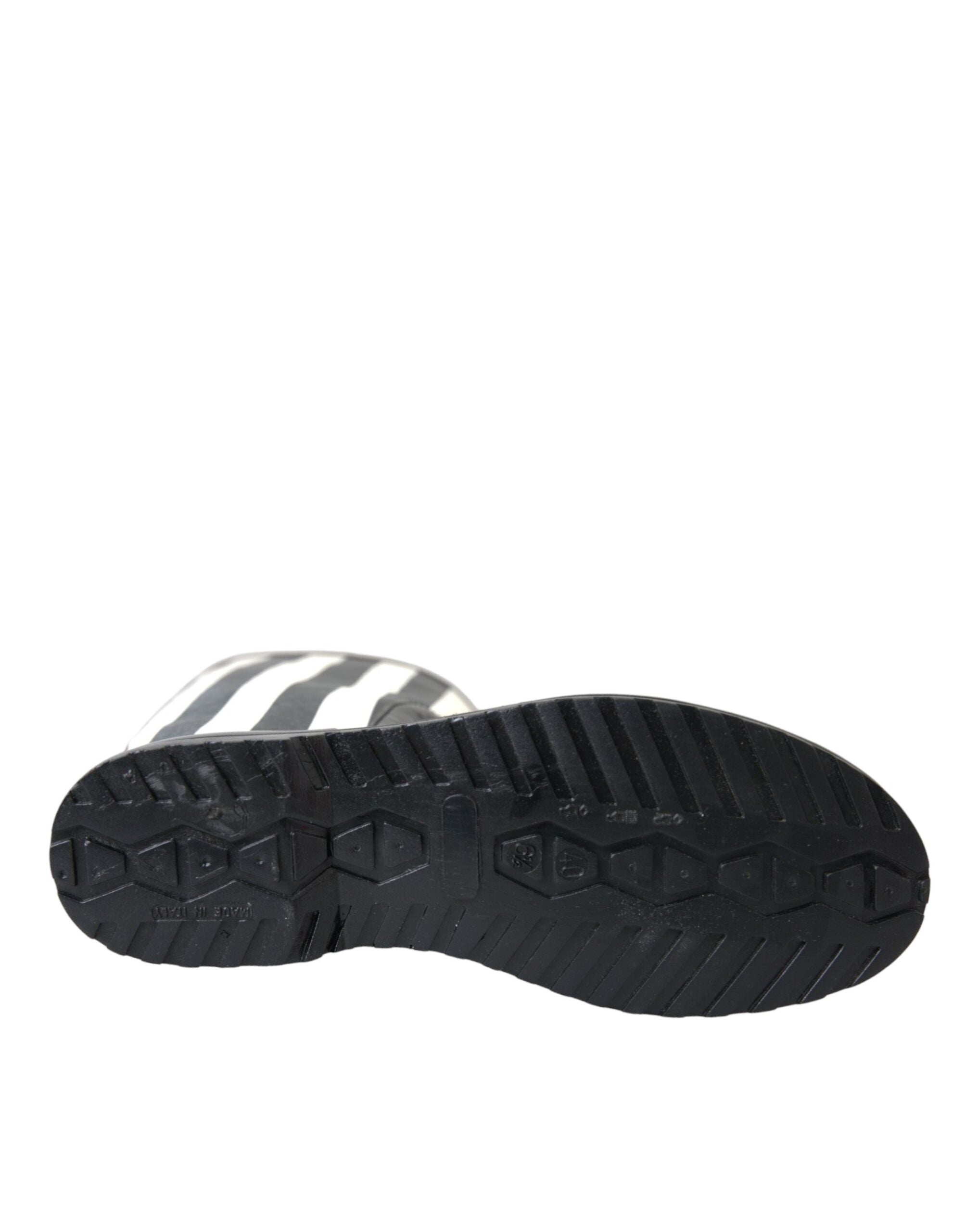 Παπούτσια Dolce &amp; Gabbana Black Rubber Knee ψηλά Flat μπότες