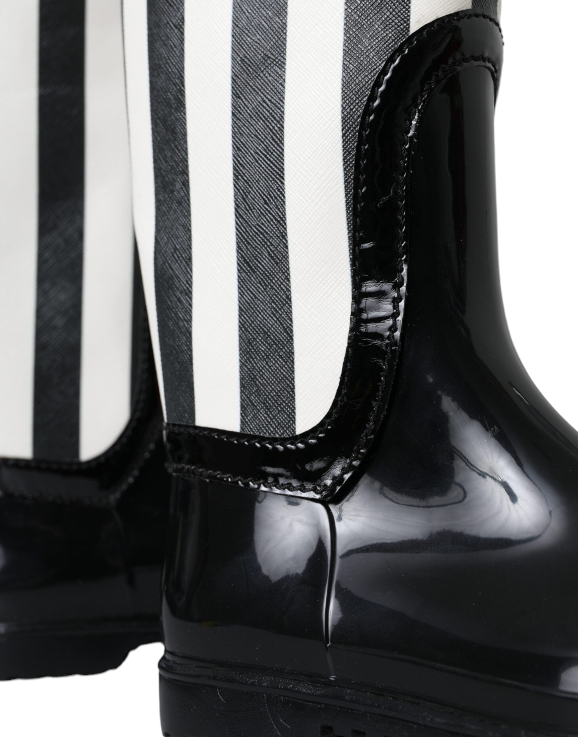 Παπούτσια Dolce &amp; Gabbana Black Rubber Knee ψηλά Flat μπότες