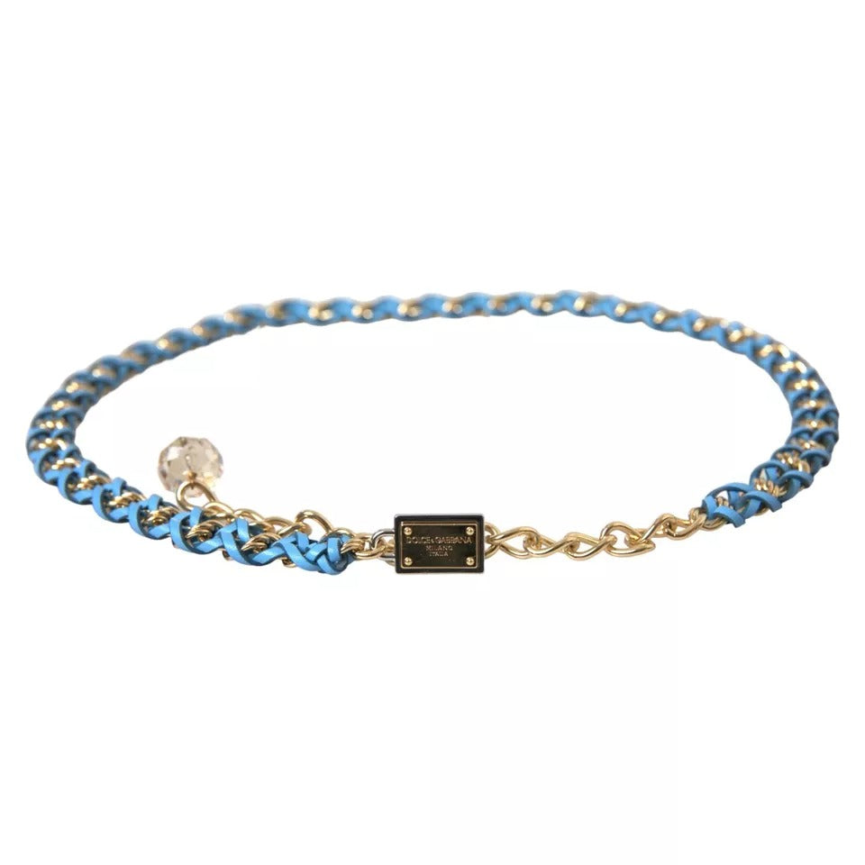 Ζώνη μέσης με αλυσίδα Dolce &amp; Gabbana Blue Braided Gold Brass