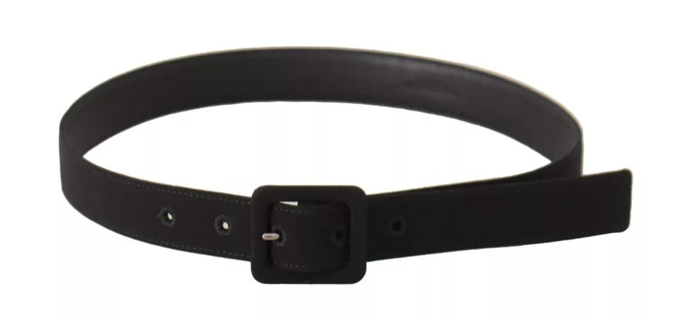 Ζώνη μέσης με αγκράφα Dolce &amp; Gabbana Black Velvet Leather Logo