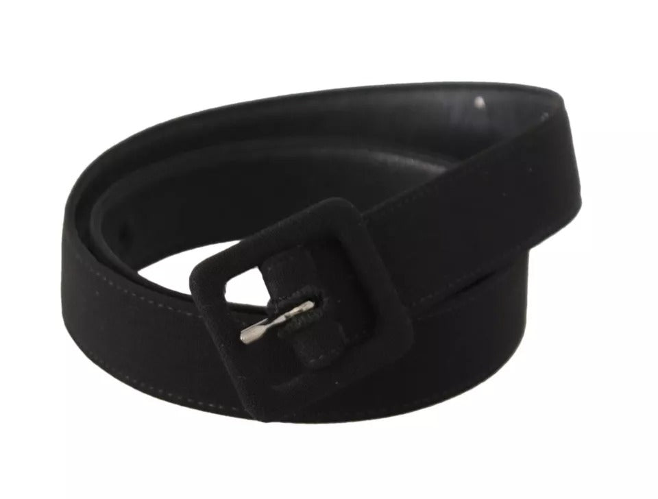 Ζώνη μέσης με αγκράφα Dolce &amp; Gabbana Black Velvet Leather Logo
