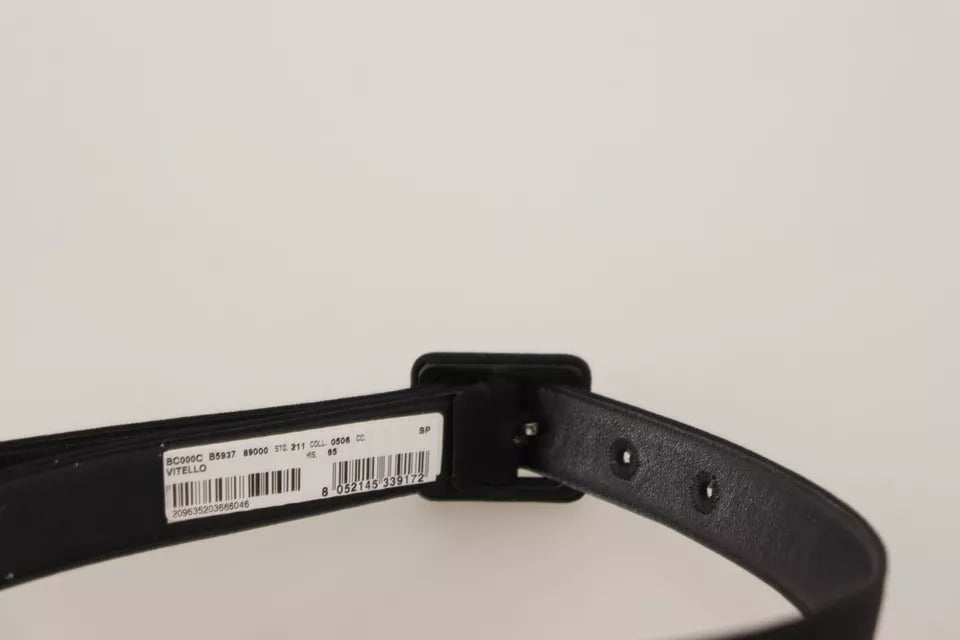 Ζώνη μέσης με αγκράφα Dolce &amp; Gabbana Black Velvet Leather Logo