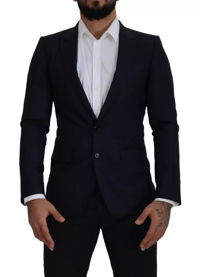 Ανδρικό σακάκι με μονό στήθος Dolce &amp; Gabbana Blue Wool
