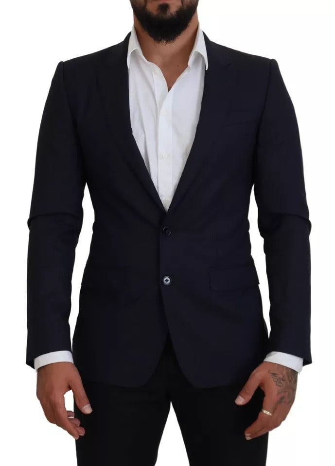 Dolce &amp; Gabbana Blue Wool Slim Fit Επίσημο Παλτό Ανδρικό σακάκι