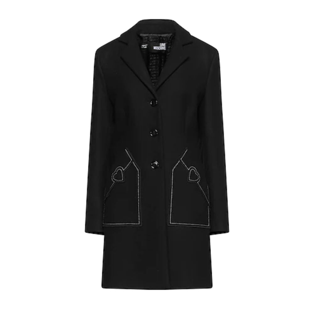 Love Moschino μαύρο μάλλινο γυναικείο παλτό