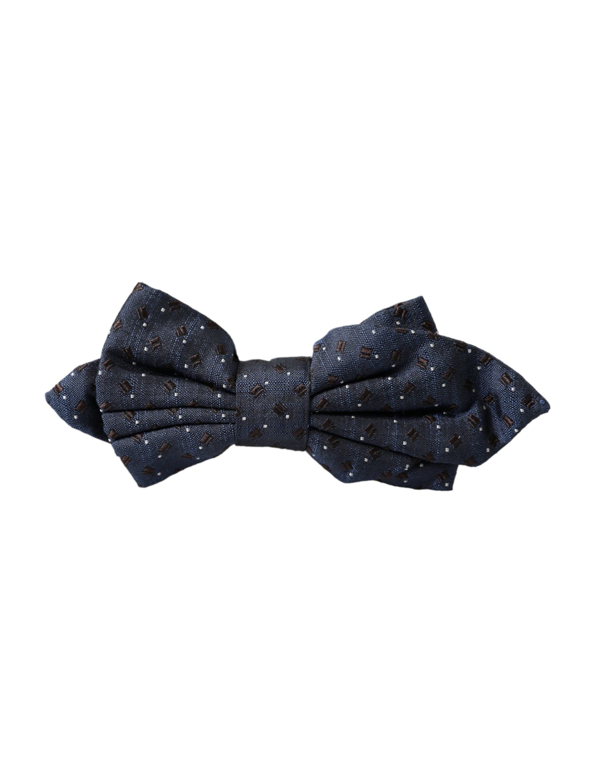 Ανδρικό παπιγιόν με ρυθμιζόμενο μοτίβο Dolce &amp; Gabbana Navy Blue Silk Papillon