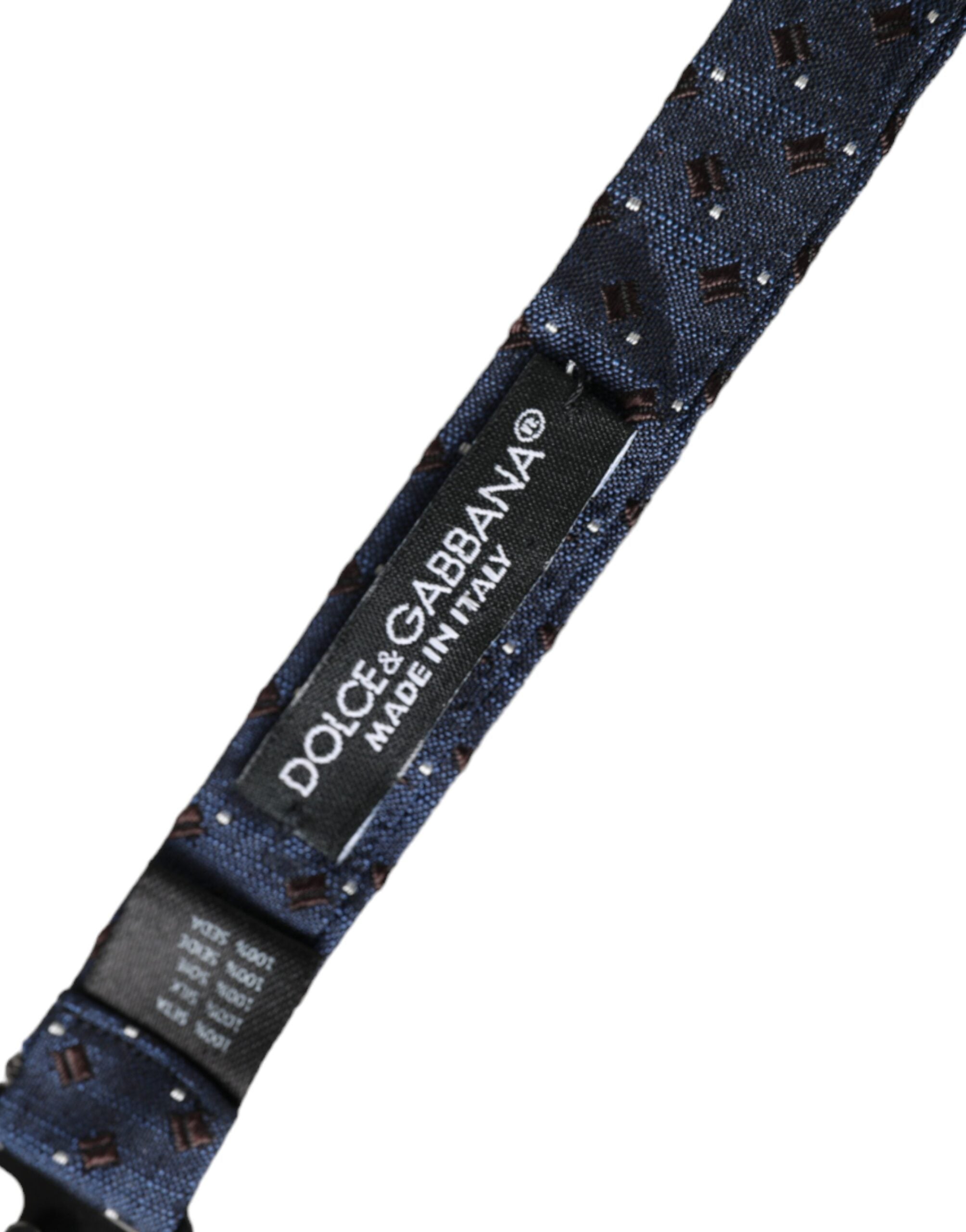 Ανδρικό παπιγιόν με ρυθμιζόμενο μοτίβο Dolce &amp; Gabbana Navy Blue Silk Papillon