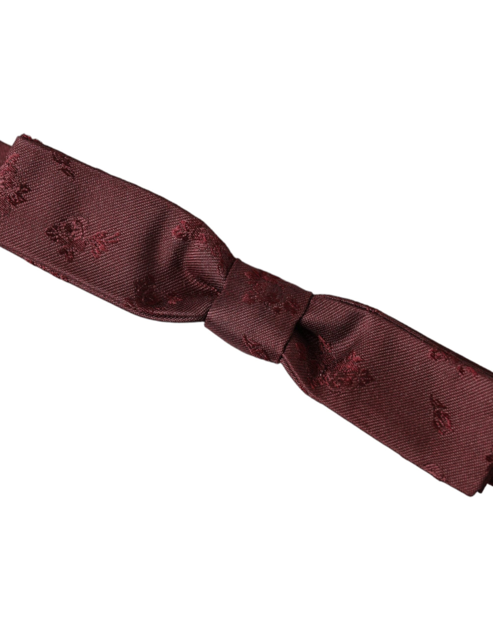 Ανδρικό παπιγιόν Dolce &amp; Gabbana Maroon με φλοράλ μεταξωτό ρυθμιζόμενο λαιμό
