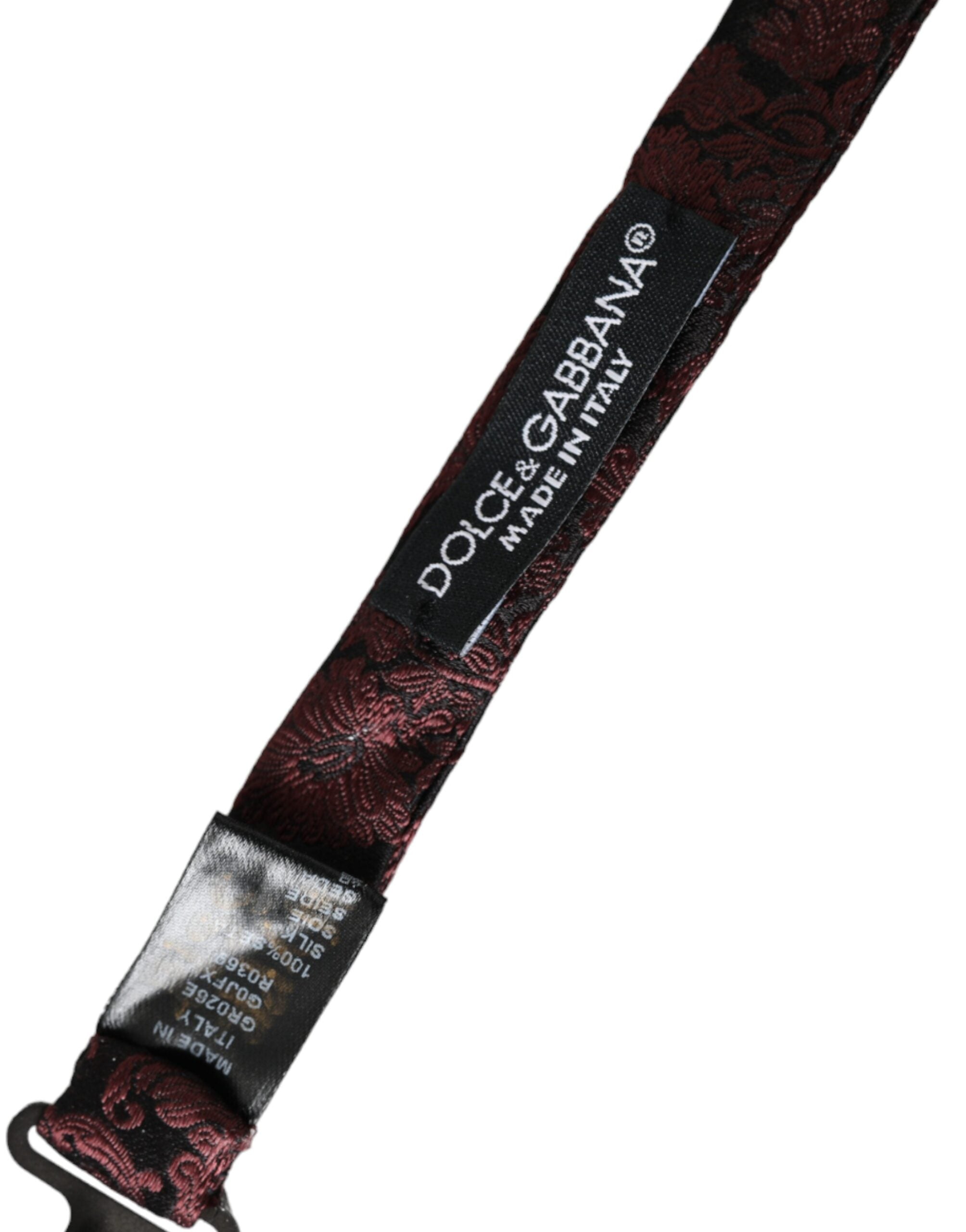 Ανδρικό παπιγιόν Dolce &amp; Gabbana Maroon με φλοράλ μεταξωτό ρυθμιζόμενο λαιμό
