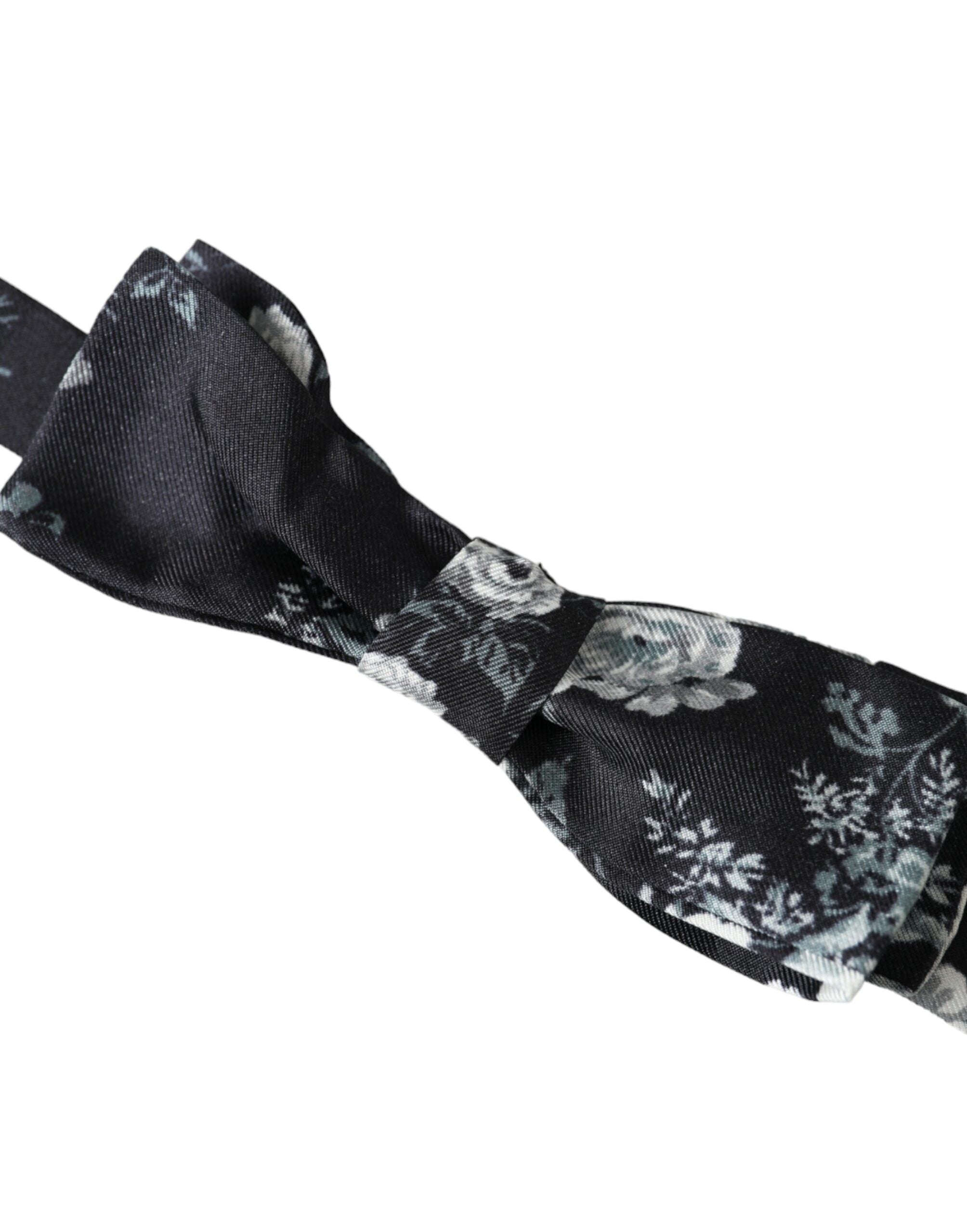 Ανδρικό παπιγιόν με ρυθμιζόμενο λαιμό Dolce &amp; Gabbana Black Floral Fantasy