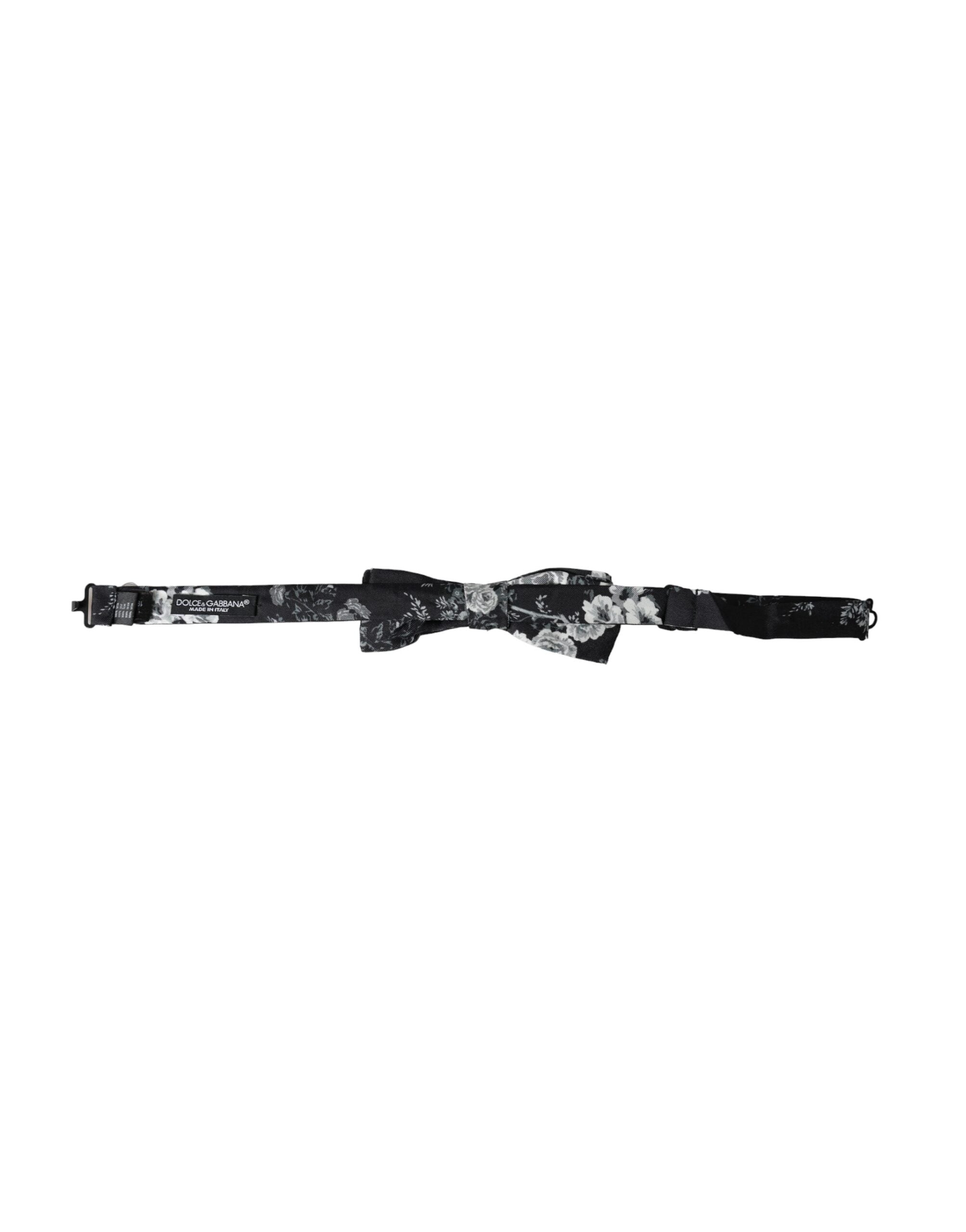 Ανδρικό παπιγιόν με ρυθμιζόμενο λαιμό Dolce &amp; Gabbana Black Floral Fantasy