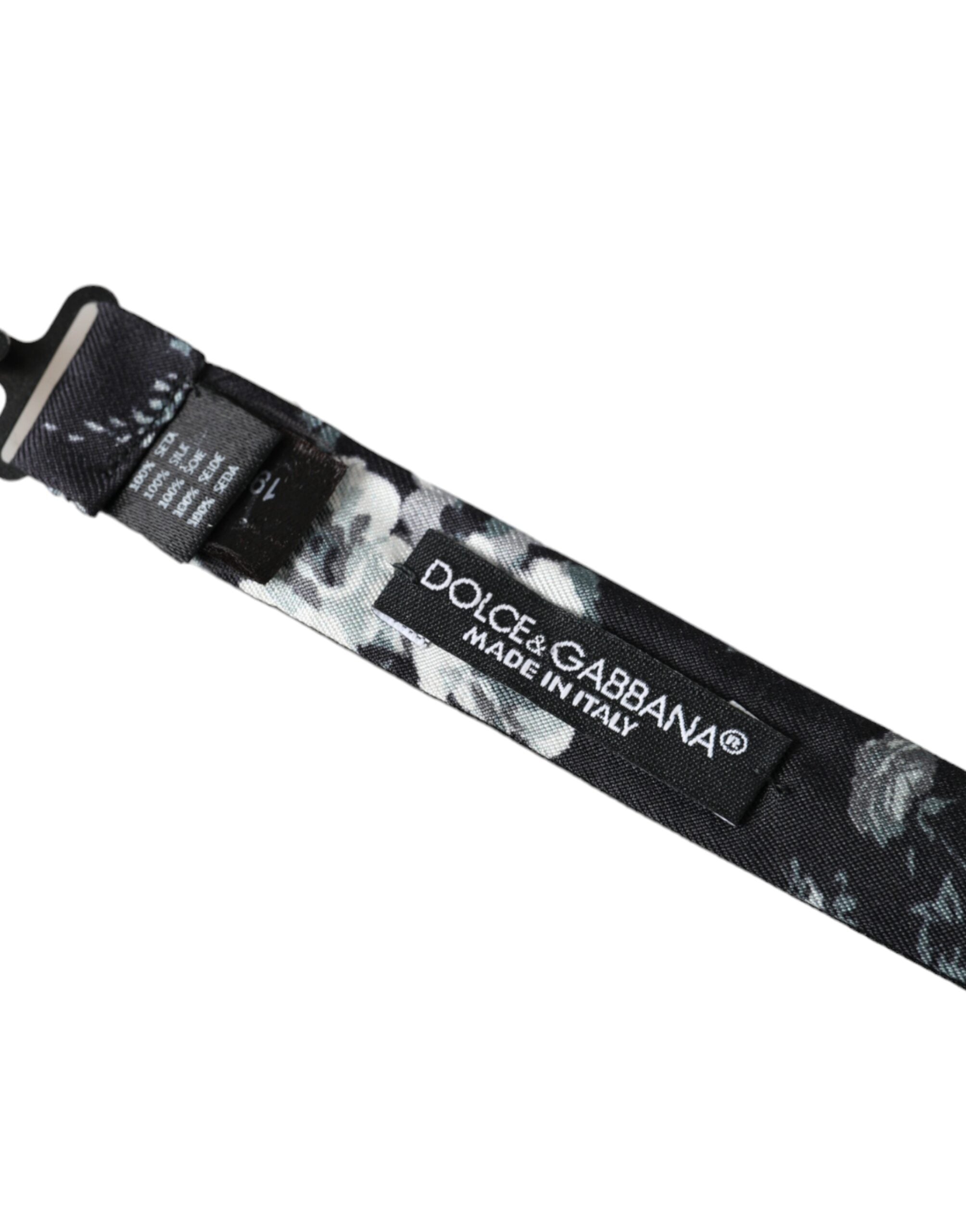 Ανδρικό παπιγιόν με ρυθμιζόμενο λαιμό Dolce &amp; Gabbana Black Floral Fantasy