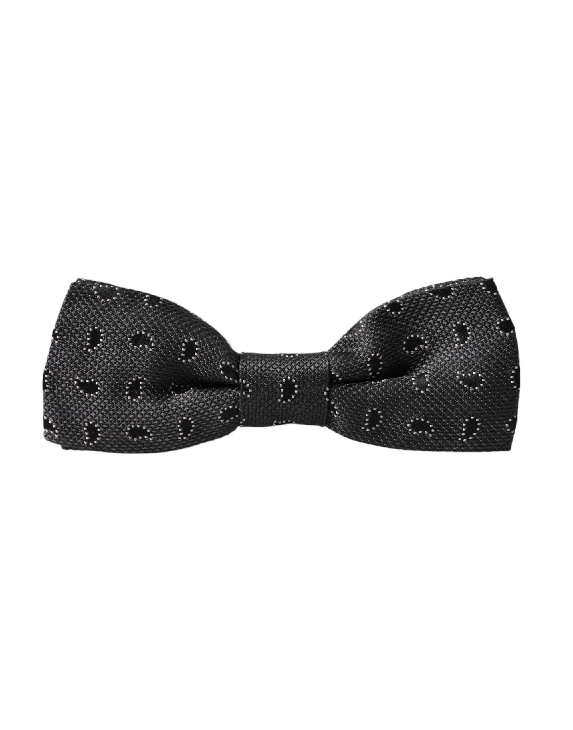 Ανδρικό παπιγιόν με ρυθμιζόμενο λαιμό Dolce &amp; Gabbana με μαύρο μεταξωτό σχέδιο