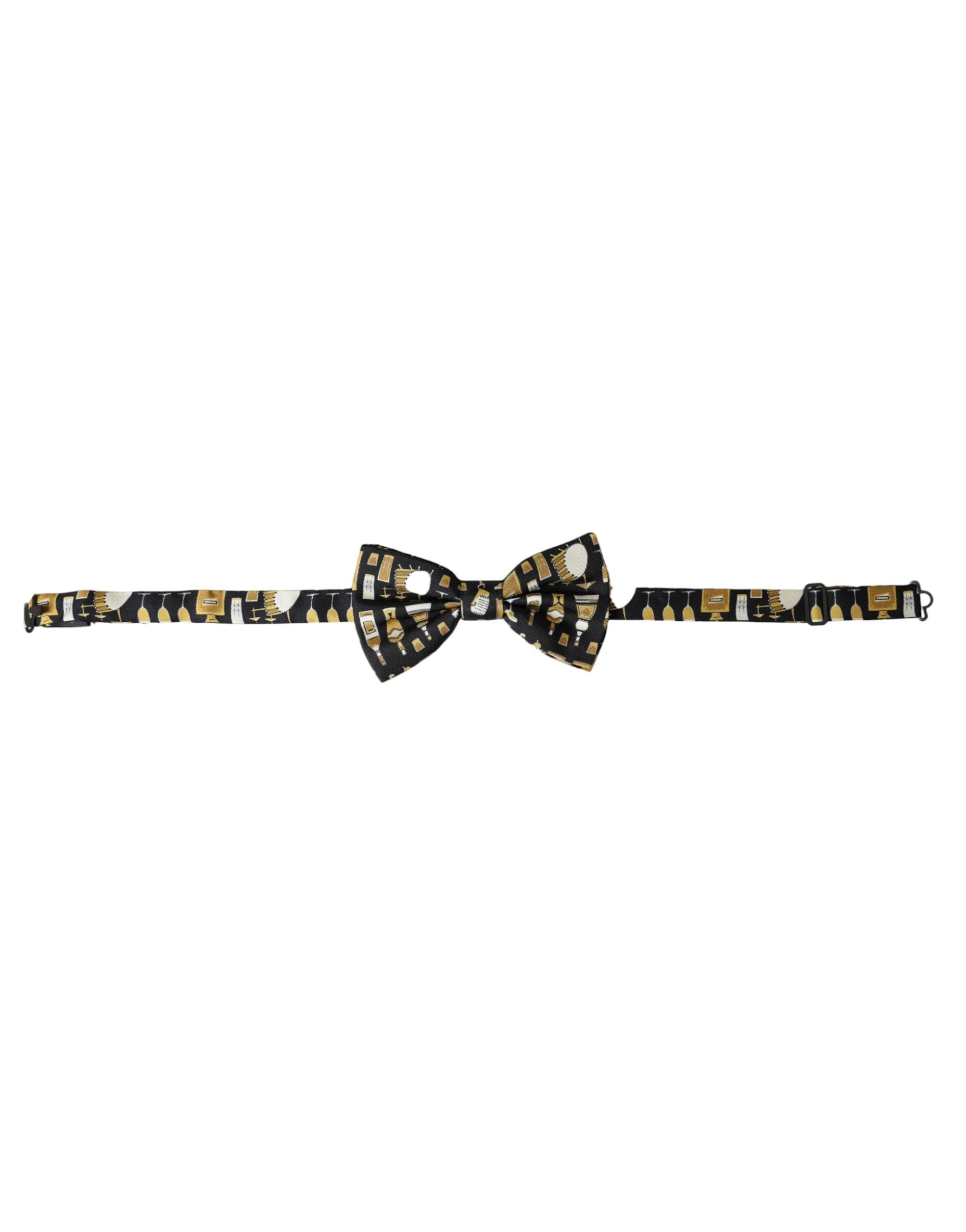 Ανδρικό παπιγιόν με ρυθμιζόμενο λαιμό Dolce &amp; Gabbana Black Silk Cocktail