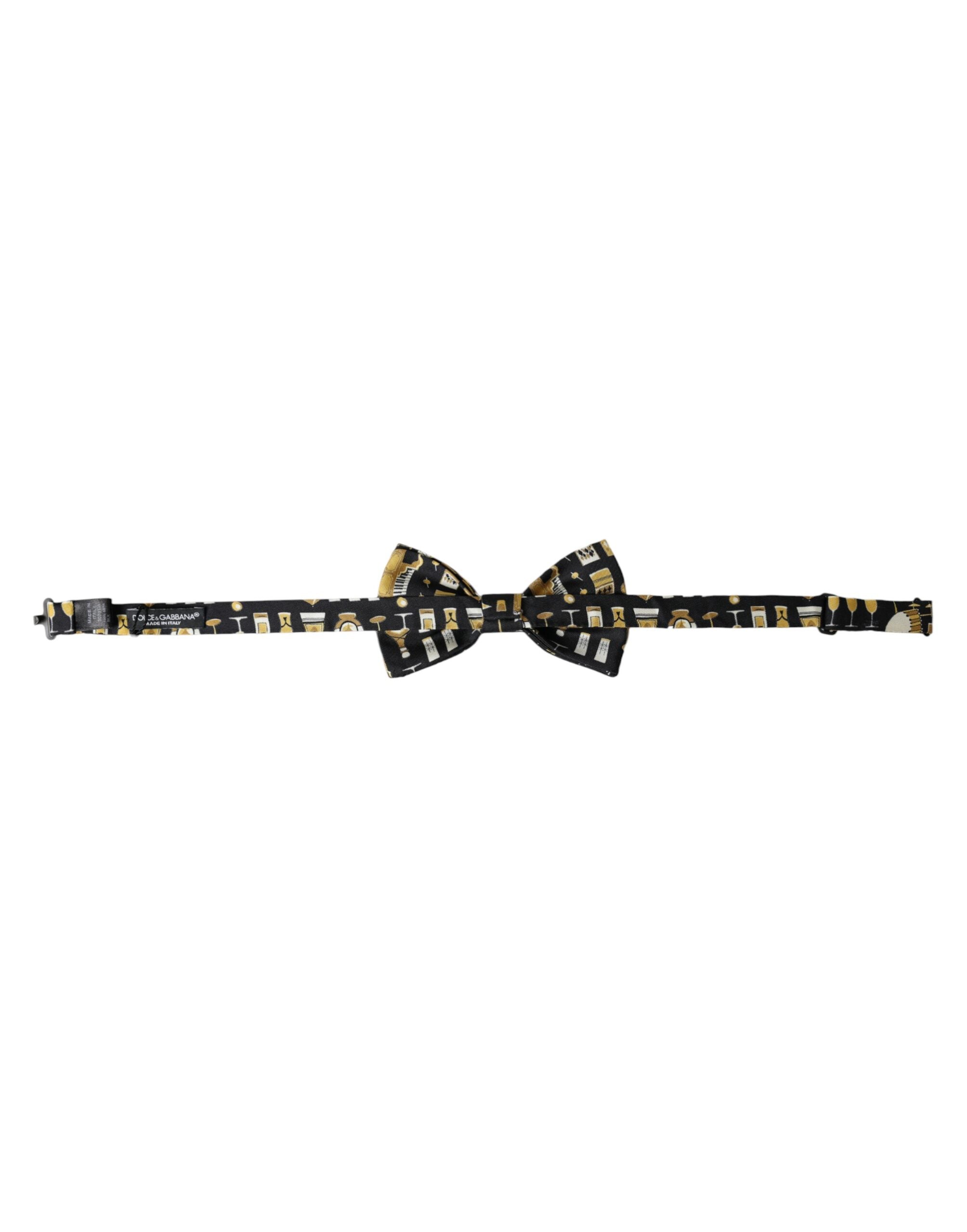 Ανδρικό παπιγιόν με ρυθμιζόμενο λαιμό Dolce &amp; Gabbana Black Silk Cocktail
