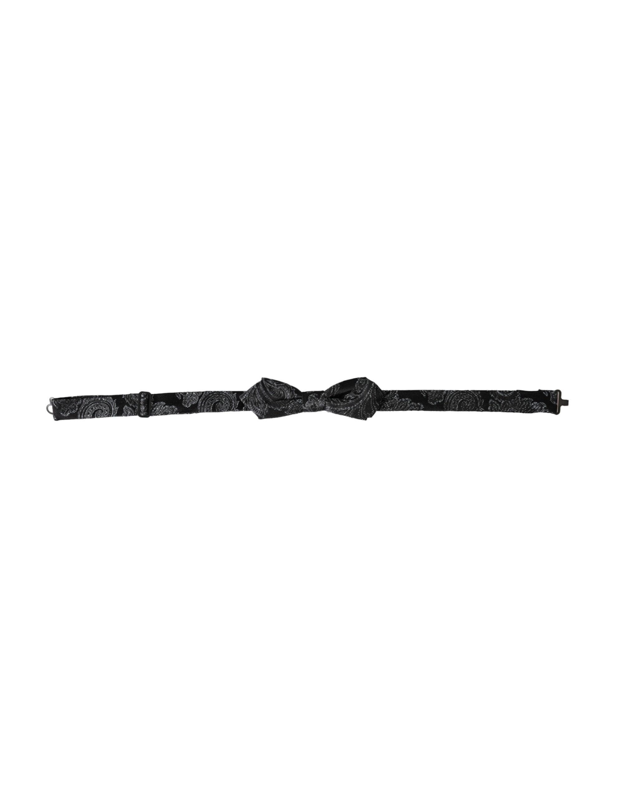 Ανδρικό παπιγιόν με ρυθμιζόμενο λαιμό Dolce &amp; Gabbana Black Silk Jacquard
