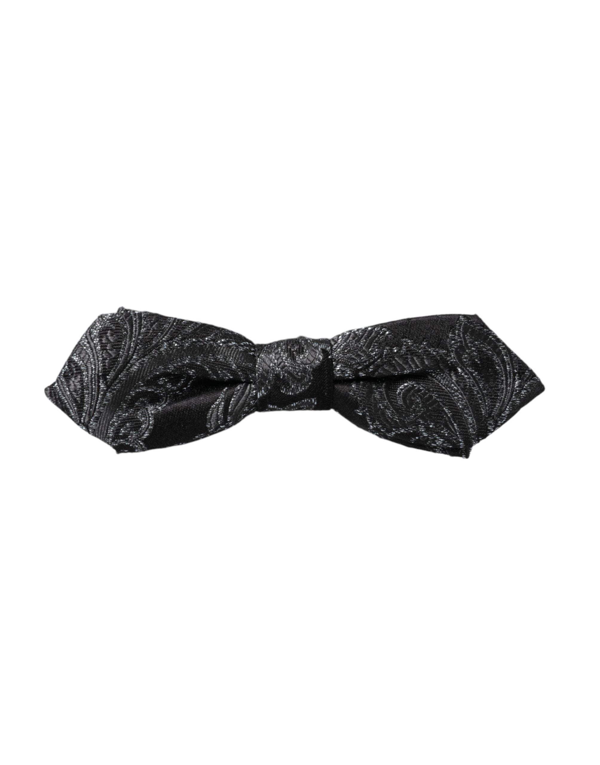 Ανδρικό παπιγιόν με ρυθμιζόμενο λαιμό Dolce &amp; Gabbana Black Silk Jacquard