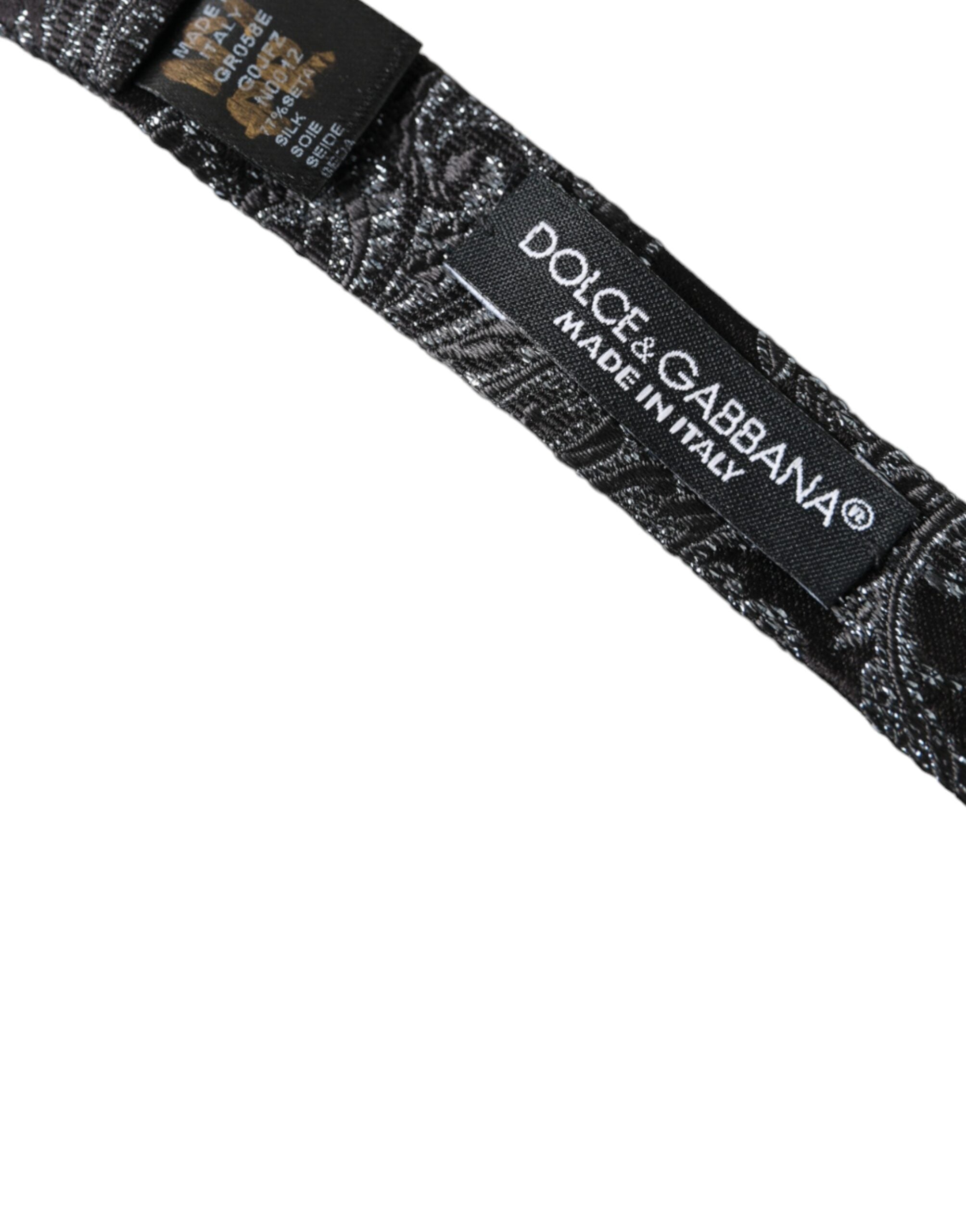 Ανδρικό παπιγιόν με ρυθμιζόμενο λαιμό Dolce &amp; Gabbana Black Silk Jacquard