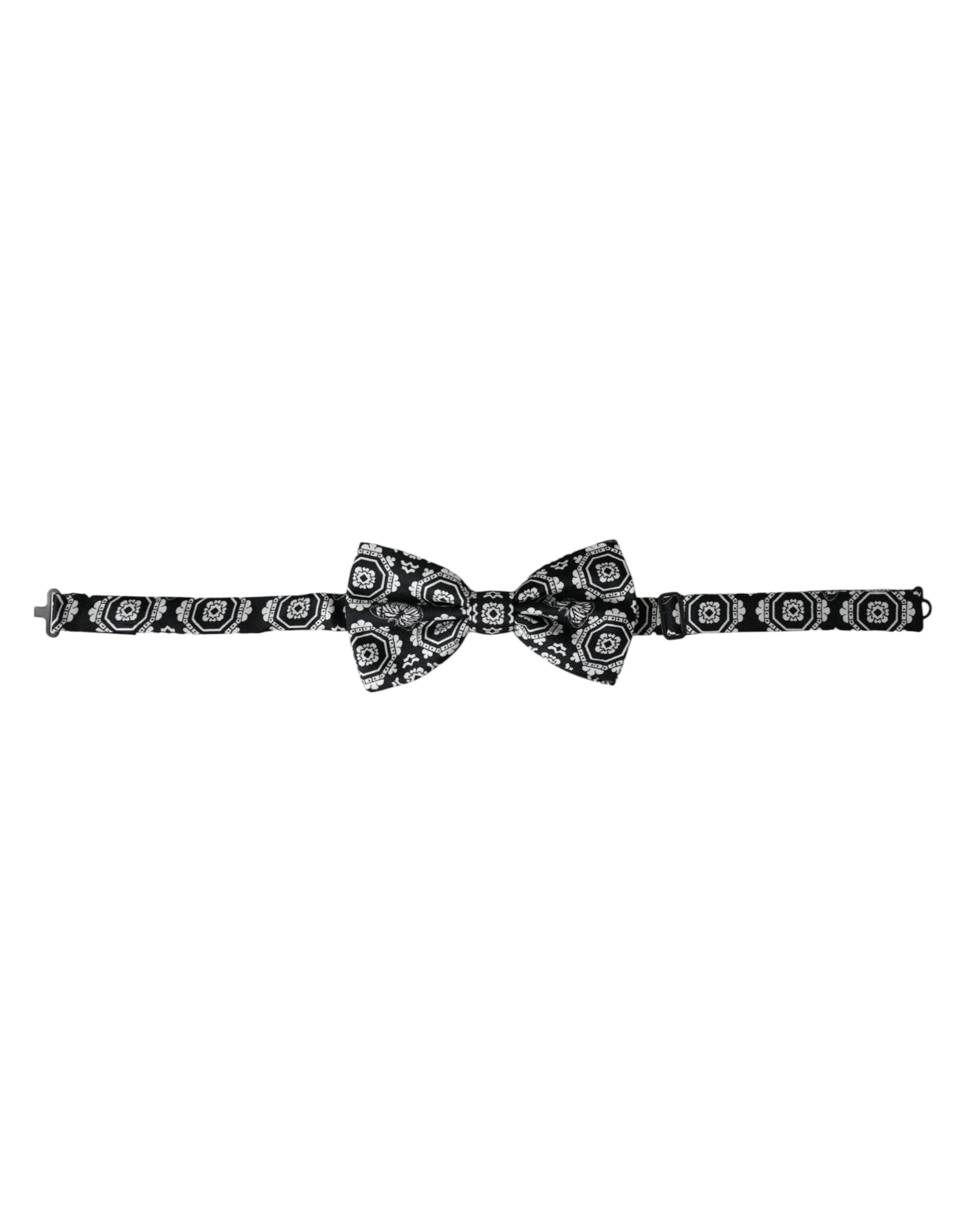 Ανδρικό παπιγιόν με ρυθμιζόμενο λαιμό Dolce &amp; Gabbana Black White με στάμπα