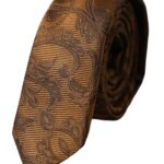 Ανδρική γραβάτα Dolce &amp; Gabbana Brown Floral 100% μεταξωτό ρυθμιζόμενο