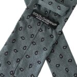 Ρυθμιζόμενη ανδρική γραβάτα Dolce &amp; Gabbana Green 100% μετάξι με μοτίβο