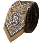 Ρυθμιζόμενη ανδρική γραβάτα Dolce &amp; Gabbana Yellow 100% Silk Wheel Print