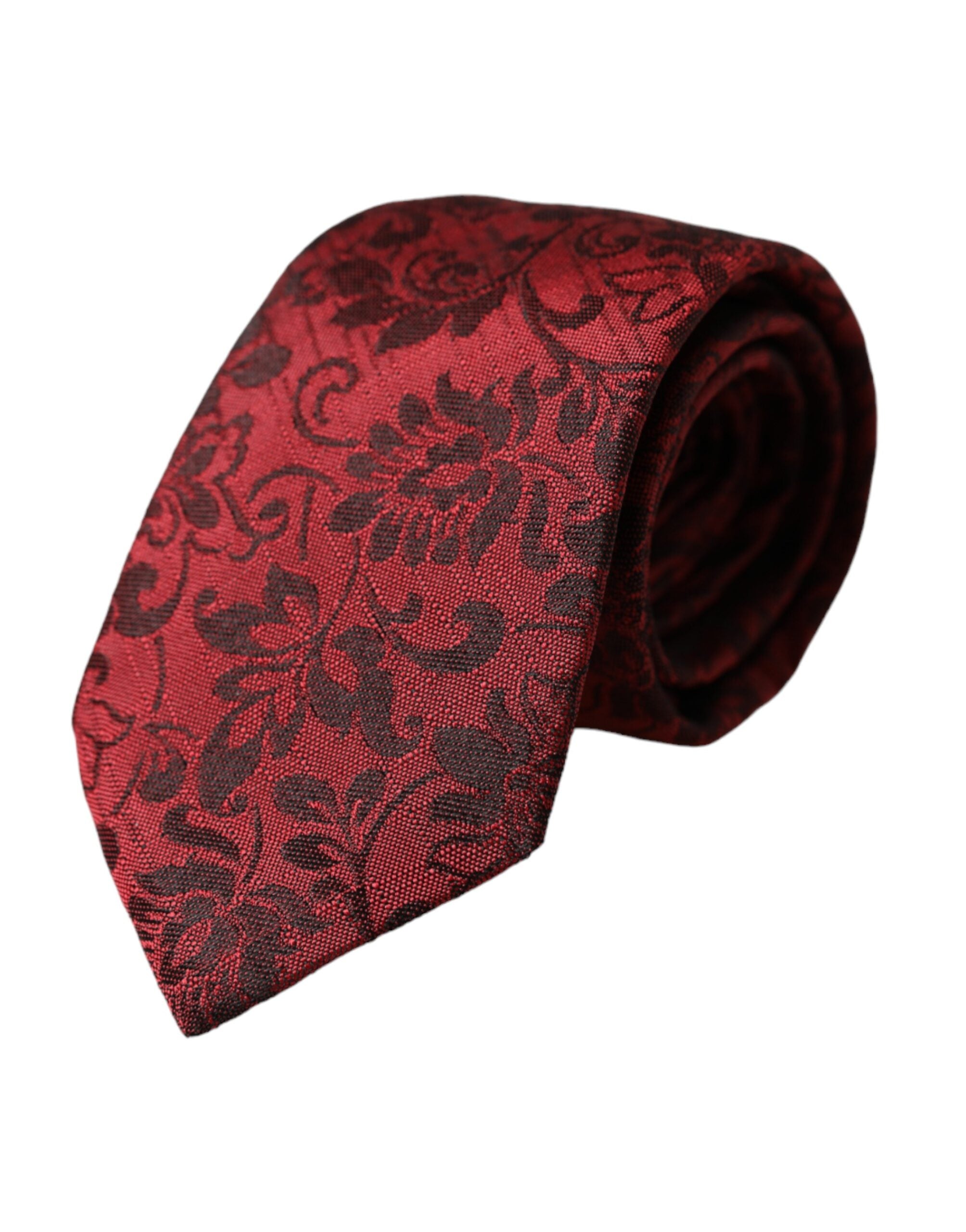 Ανδρική γραβάτα Dolce &amp; Gabbana Red Floral Μπροκάρ Μεταξωτή Ρυθμιζόμενη