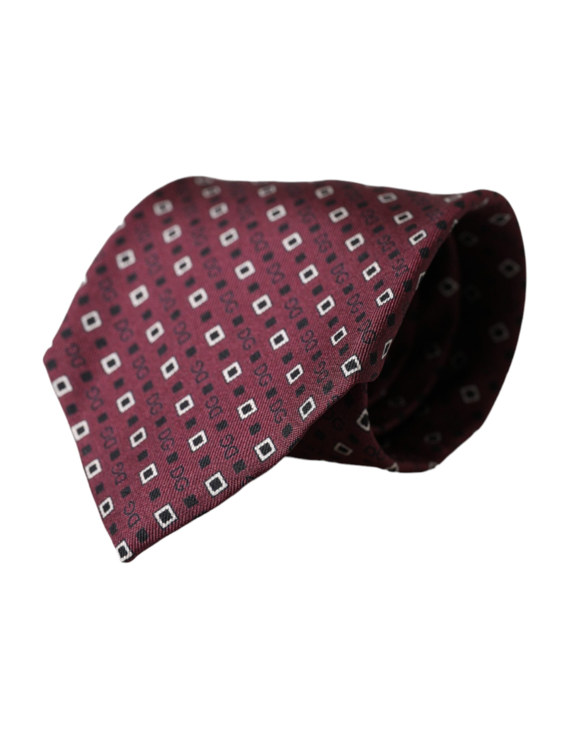 Ρυθμιζόμενη ανδρική γραβάτα με λογότυπο Dolce &amp; Gabbana Maroon Silk
