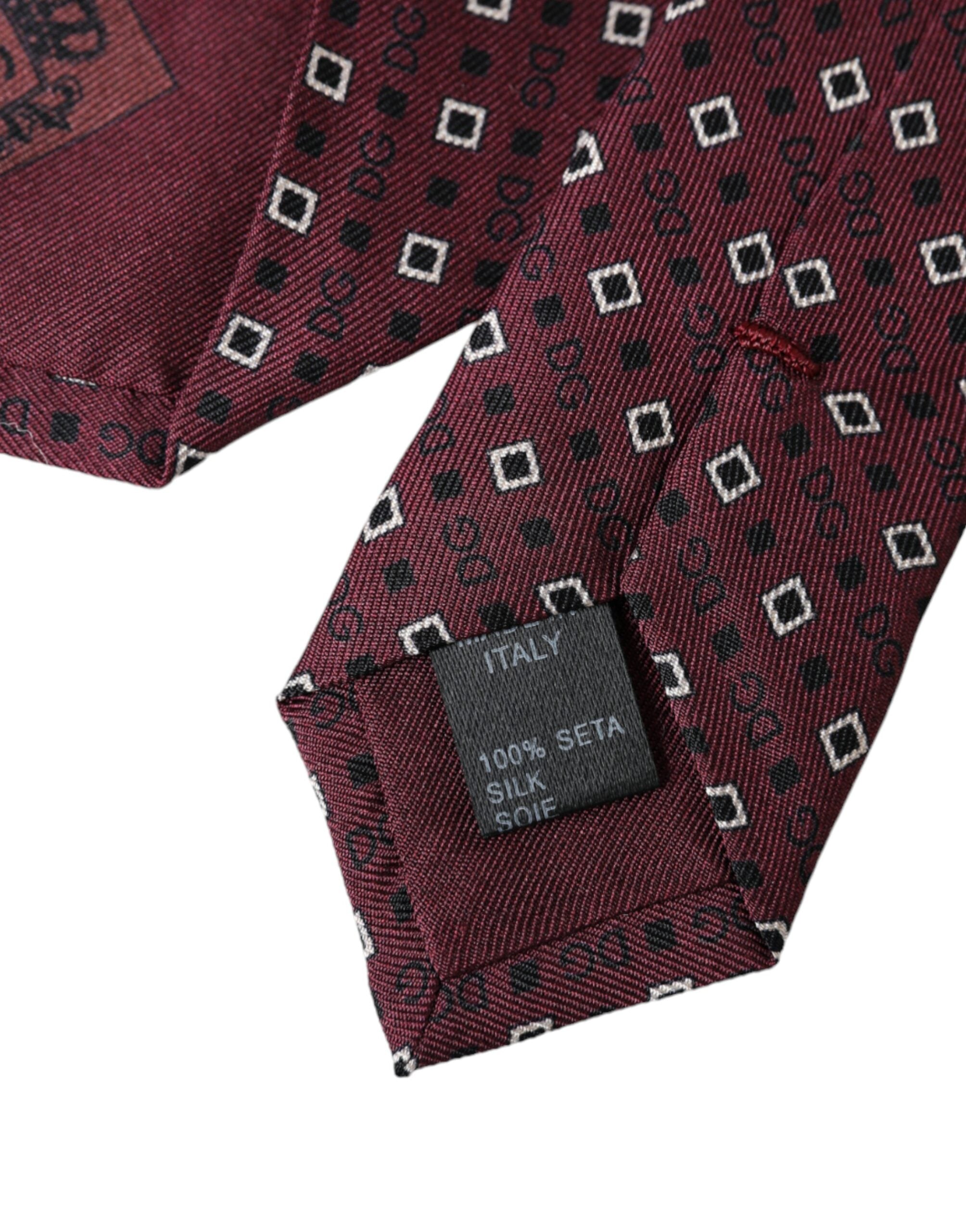 Ρυθμιζόμενη ανδρική γραβάτα με λογότυπο Dolce &amp; Gabbana Maroon Silk