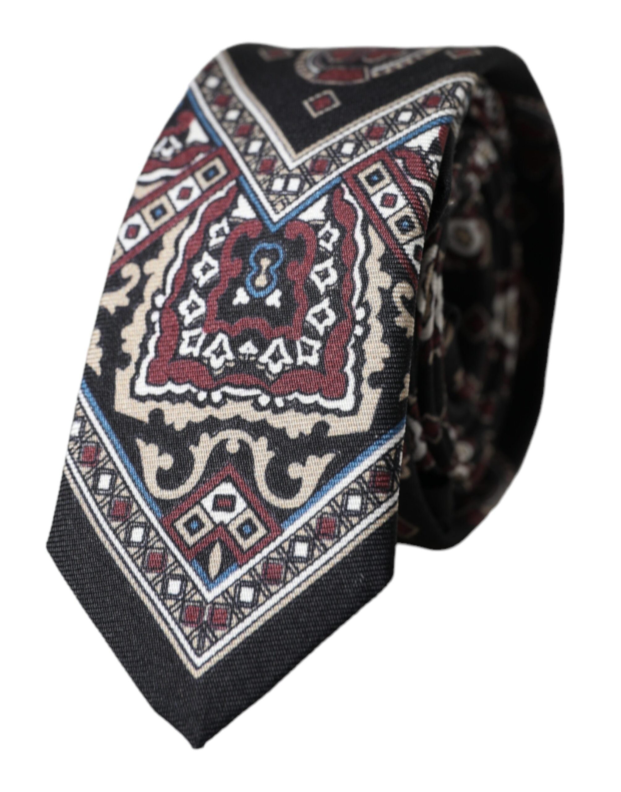 Ανδρική γραβάτα Dolce &amp; Gabbana Μαύρη εμπριμέ 100% μεταξωτή ρυθμιζόμενη