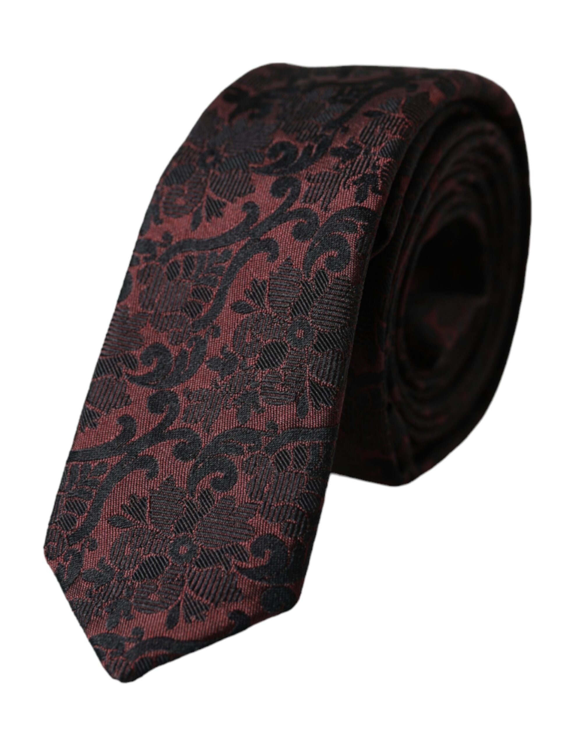 Ανδρική γραβάτα Dolce &amp; Gabbana Maroon Floral Fantasy Silk Adjustable