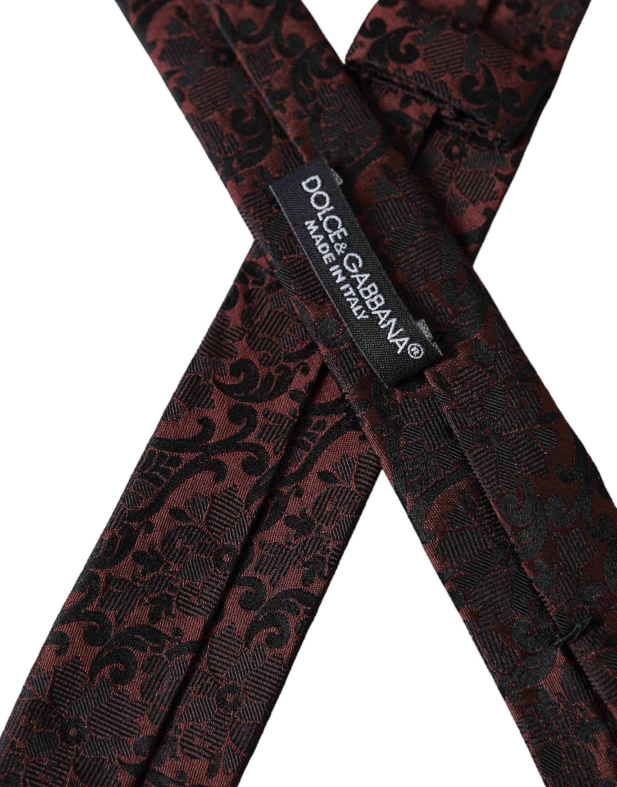 Ανδρική γραβάτα Dolce &amp; Gabbana Maroon Floral Fantasy Silk Adjustable