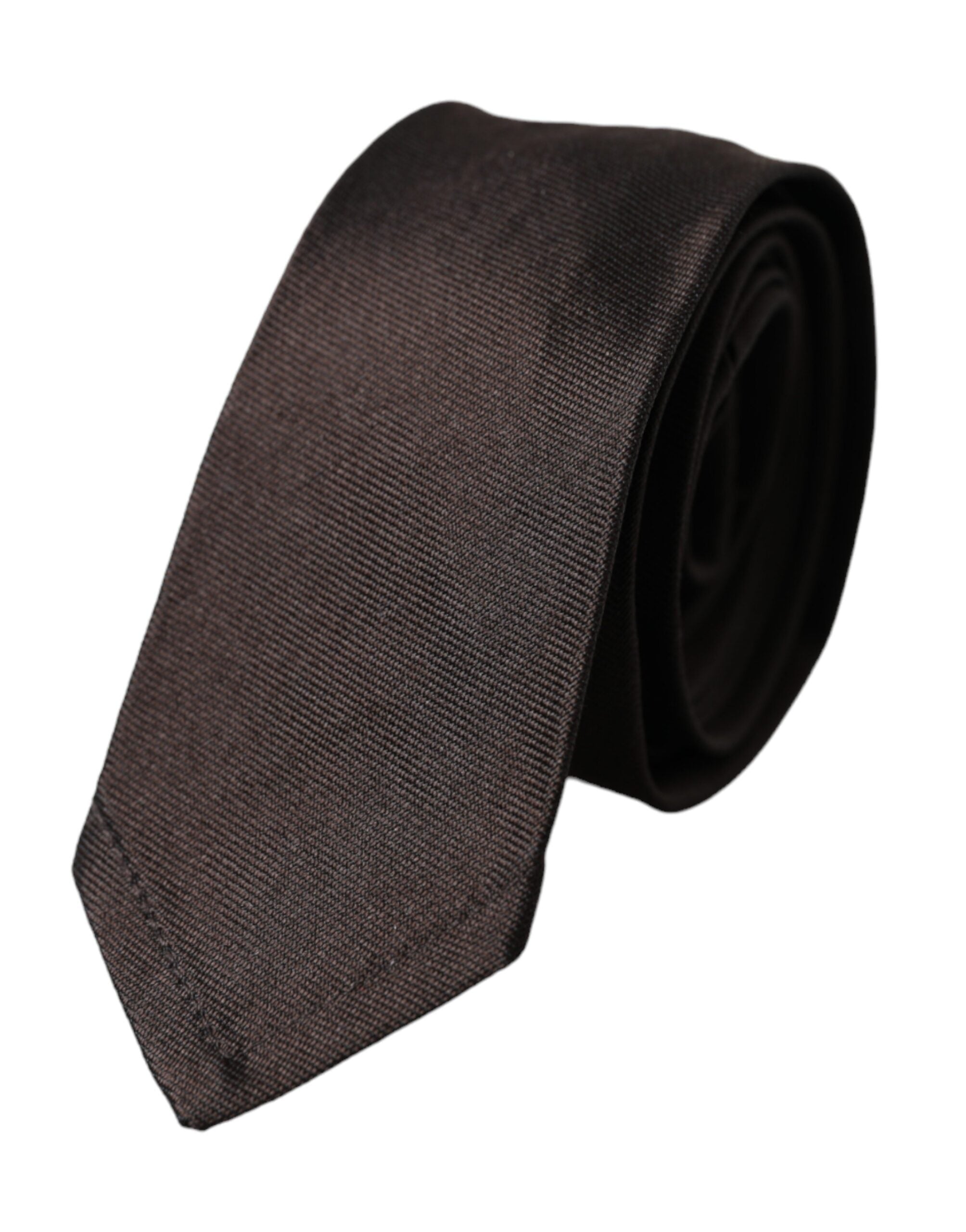 Dolce &amp; Gabbana Brown Solid 100% Silk Ρυθμιζόμενη Γραβάτα