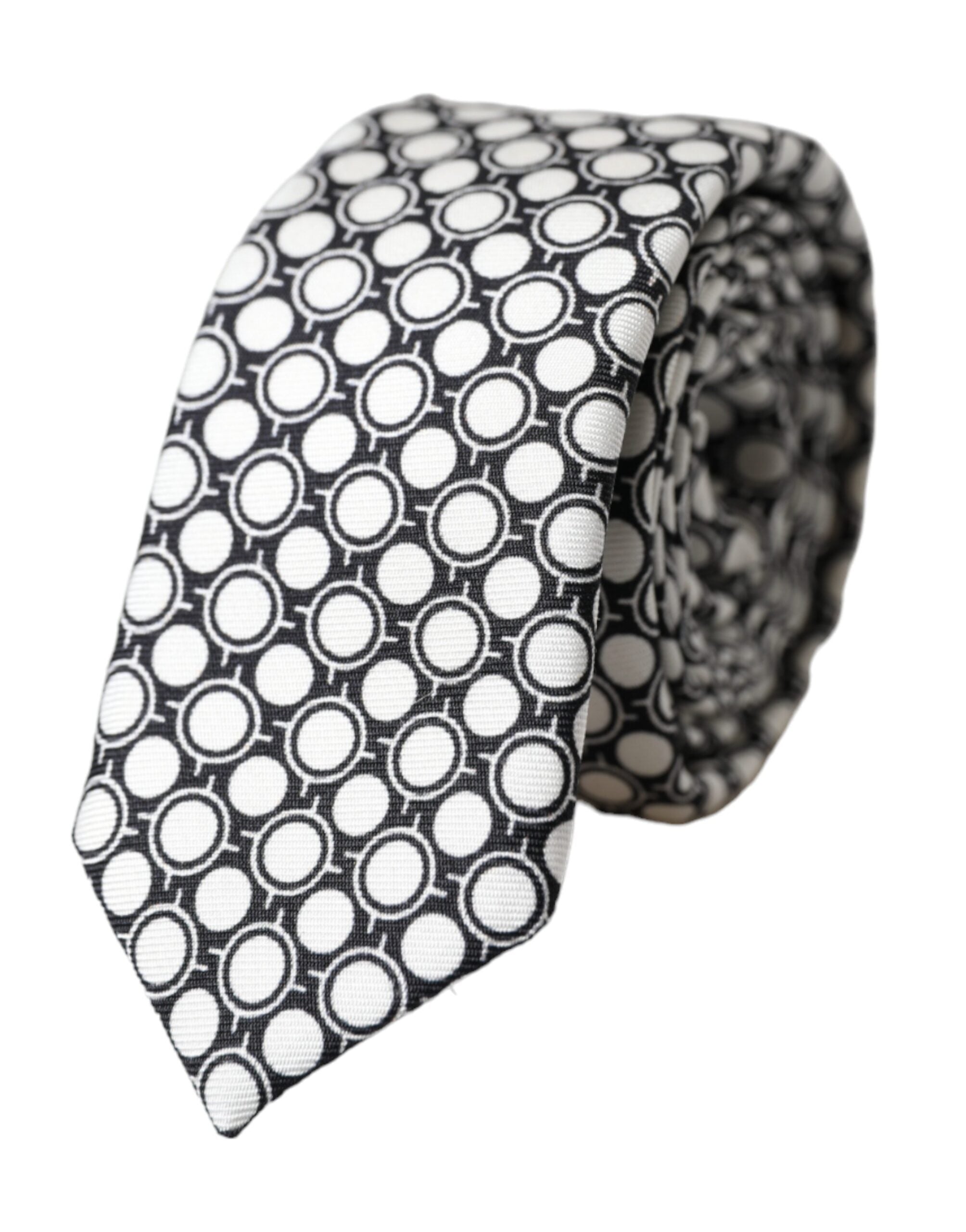 Dolce &amp; Gabbana White Circles 100% Μεταξωτή Ρυθμιζόμενη Γραβάτα