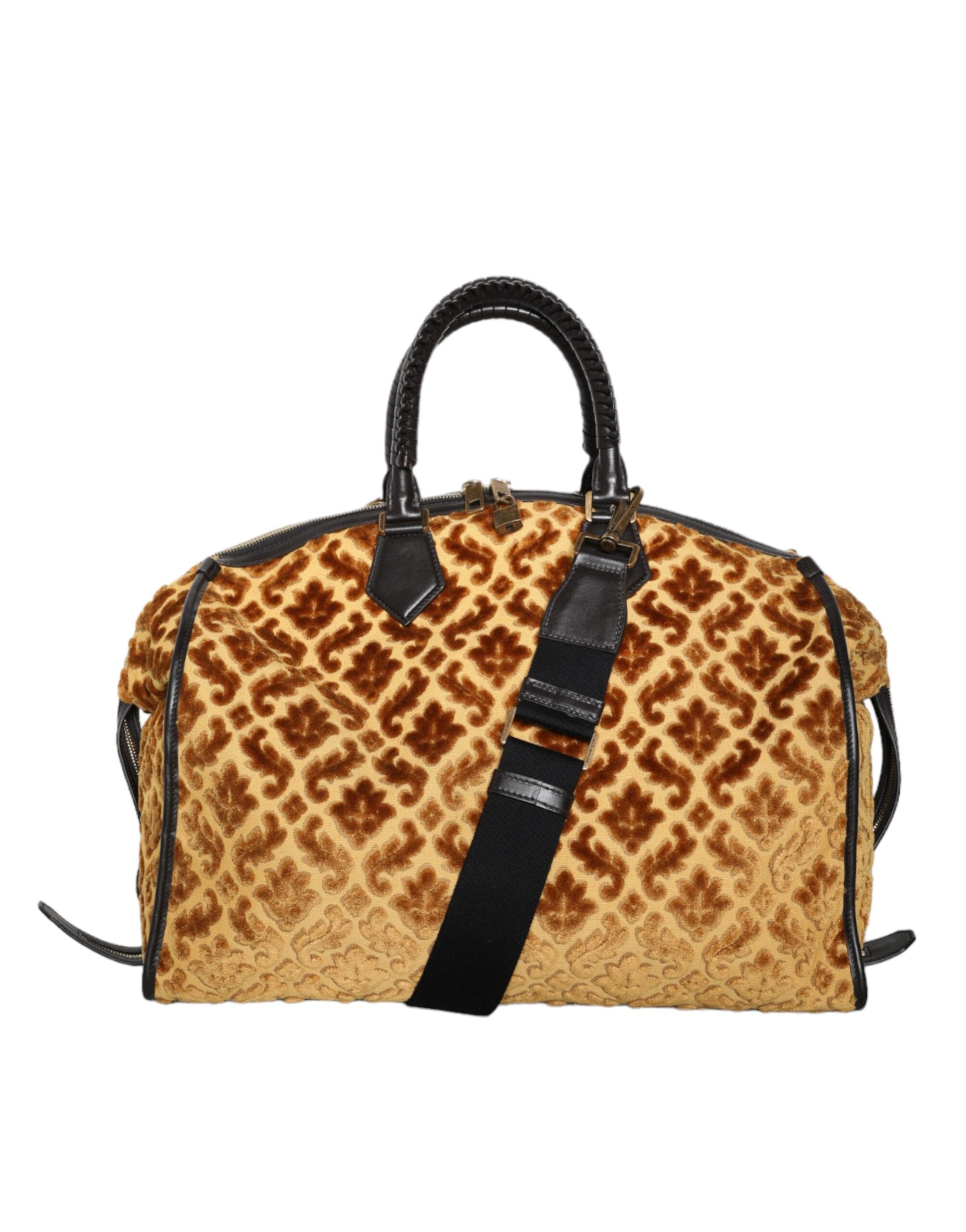 Γυναικεία τσάντα ώμου Dolce &amp; Gabbana Beige Velvet Top Handle Shoulder Duffle