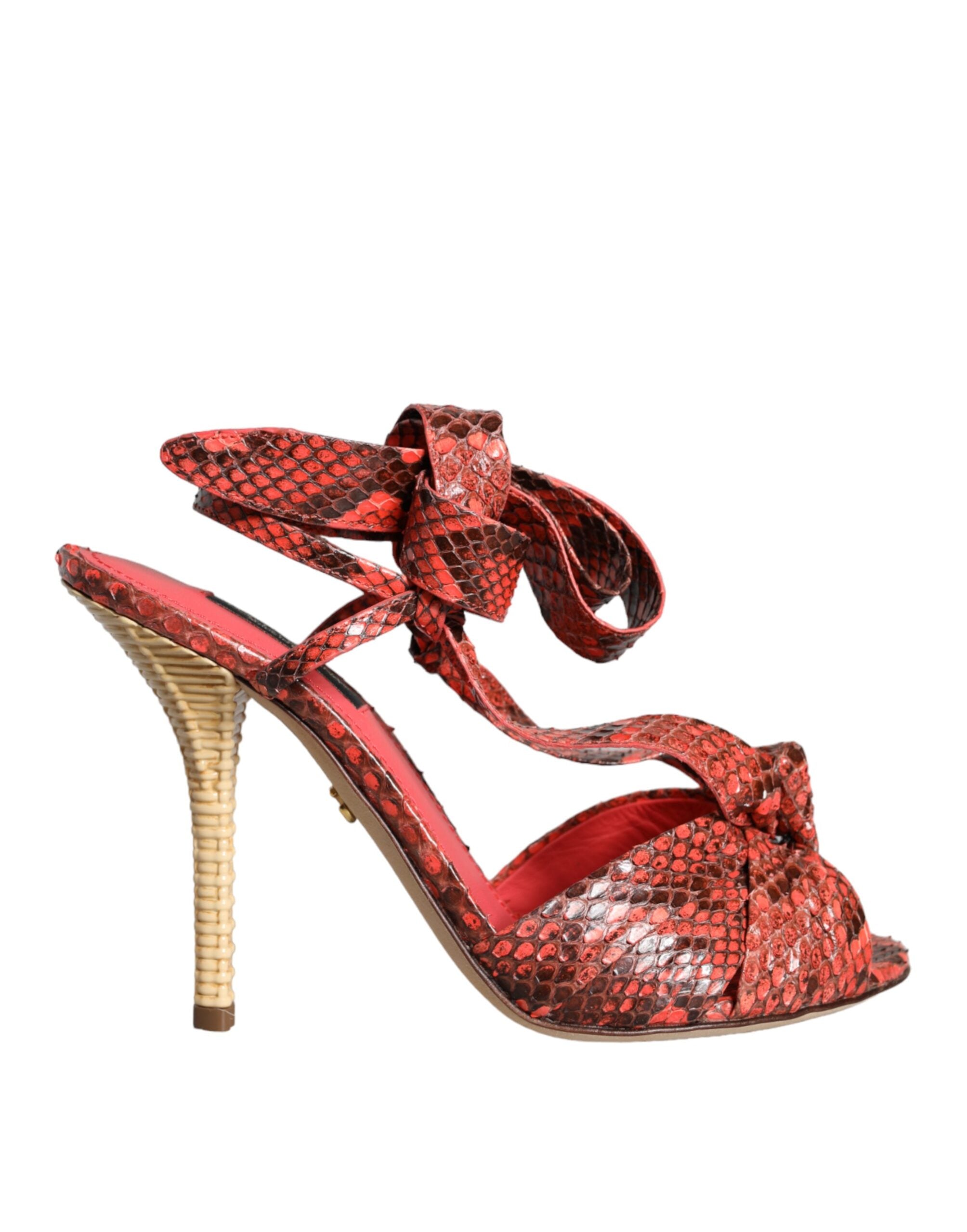 Dolce &amp; Gabbana Coral Εξωτικά Δερμάτινα Γόβες Σανδάλια Παπούτσια