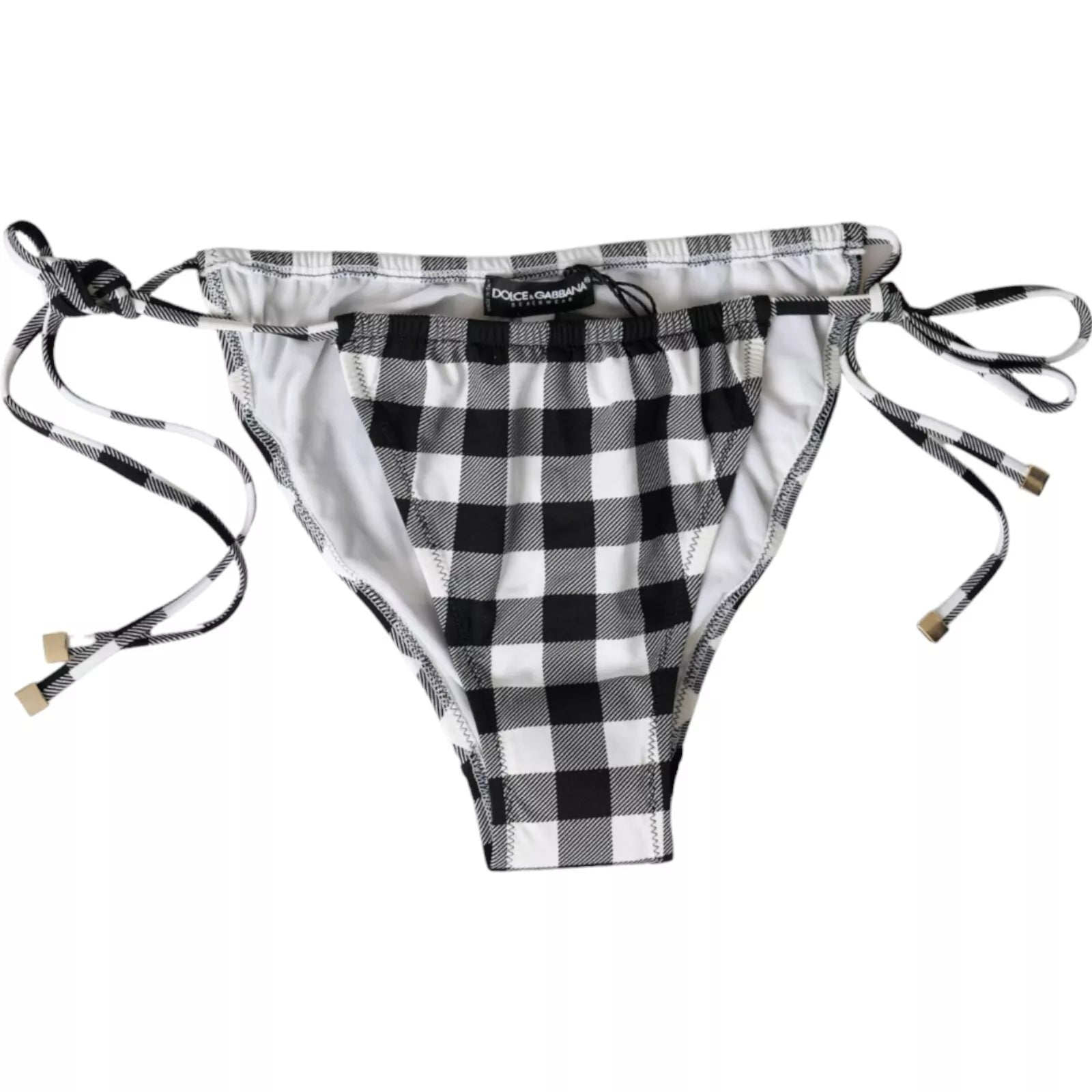 Dolce &amp; Gabbana Black White Check Μαγιό Παραλία Μπικίνι στο κάτω μέρος