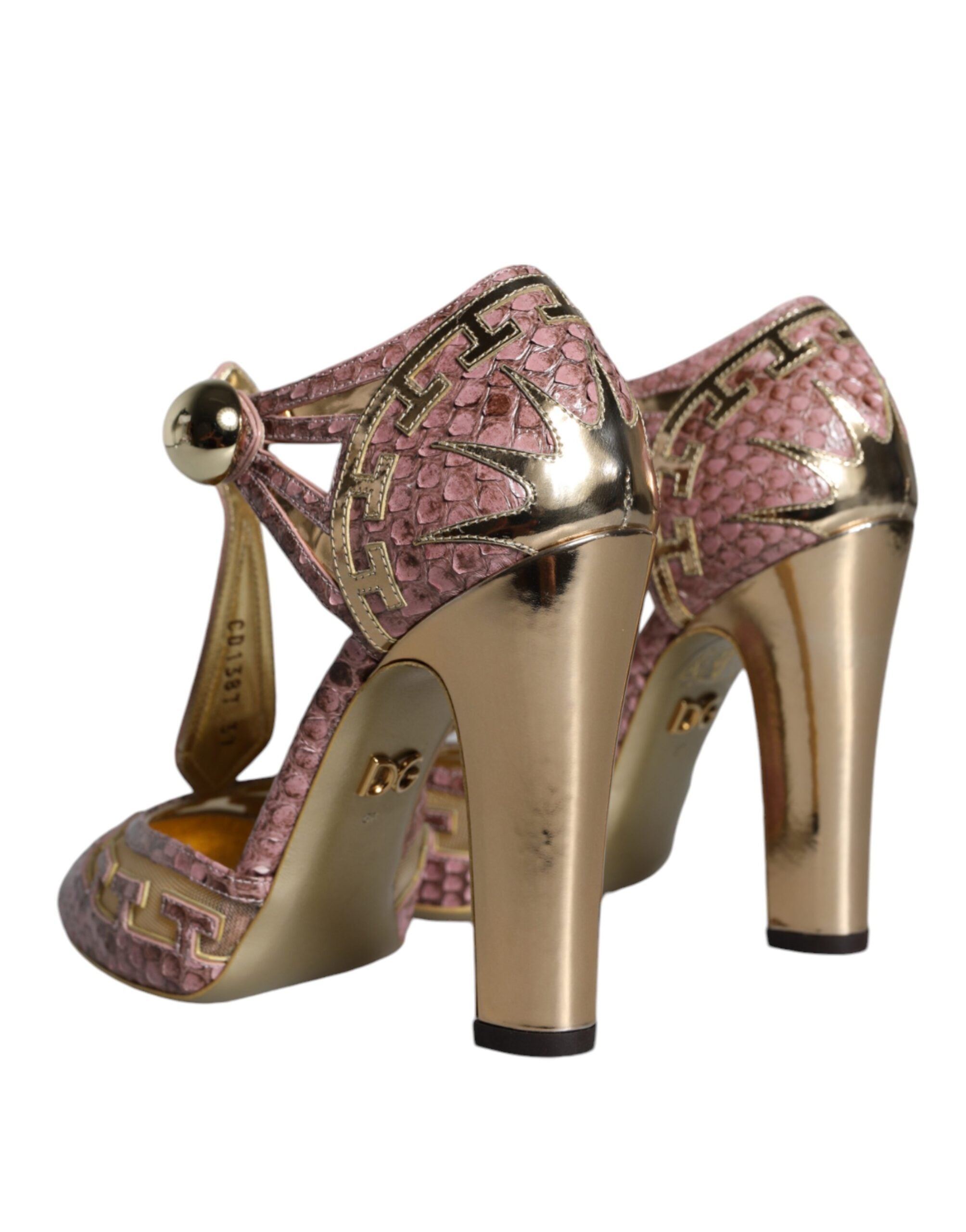 Dolce &amp; Gabbana Pink Gold Leather Pumps Σανδάλια με λουράκι T Παπούτσια