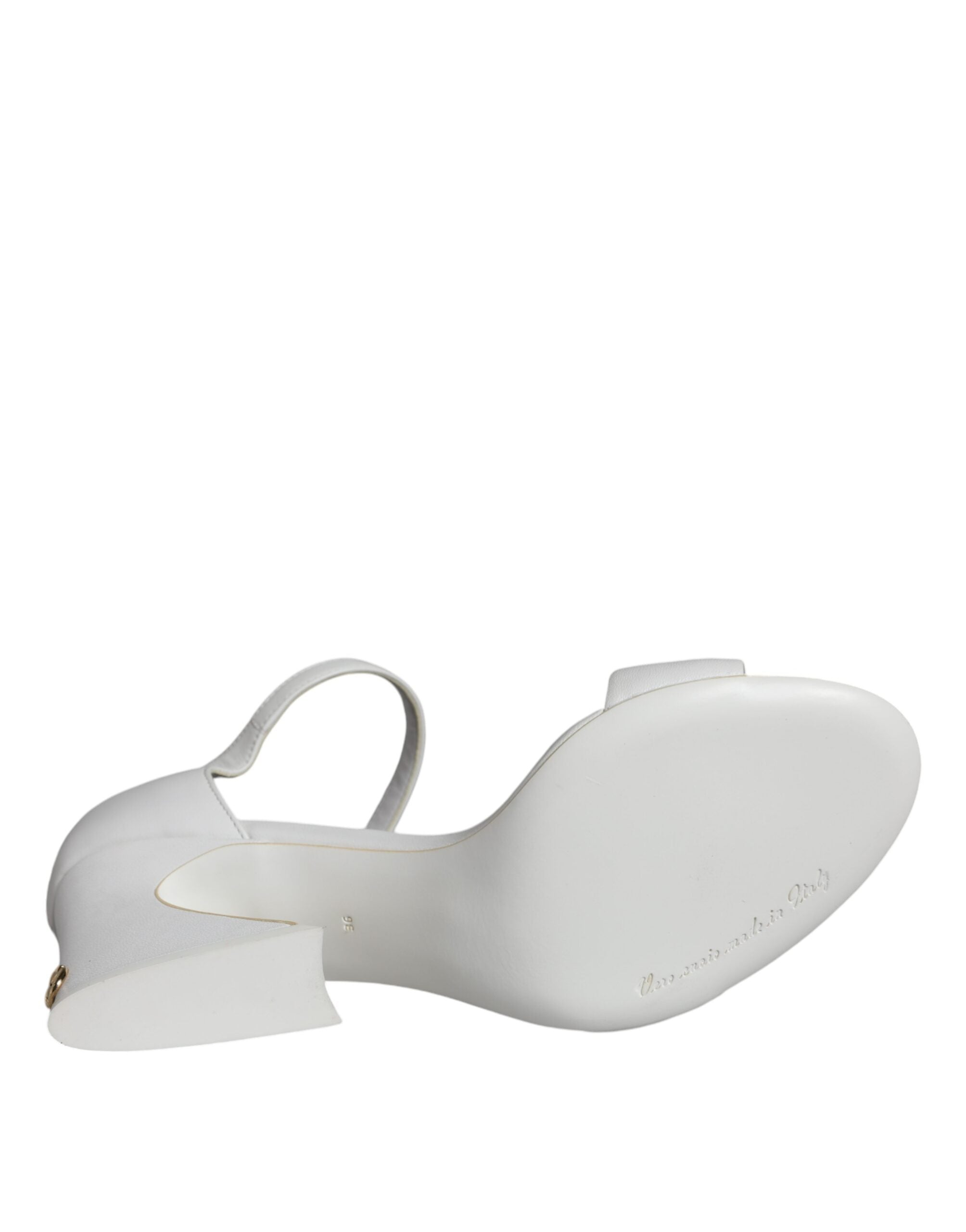 Dolce &amp; Gabbana Λευκές Δερμάτινες Γόβες Keira Sandals Παπούτσια