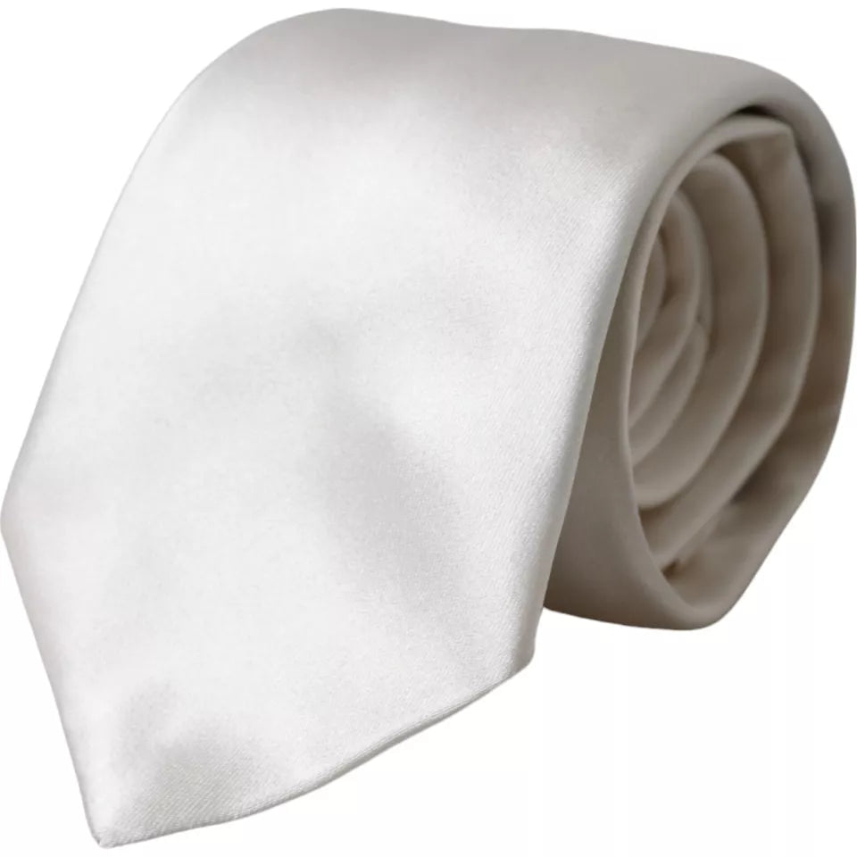 Ρυθμιζόμενη ανδρική γραβάτα Dolce &amp; Gabbana White Satin Silk
