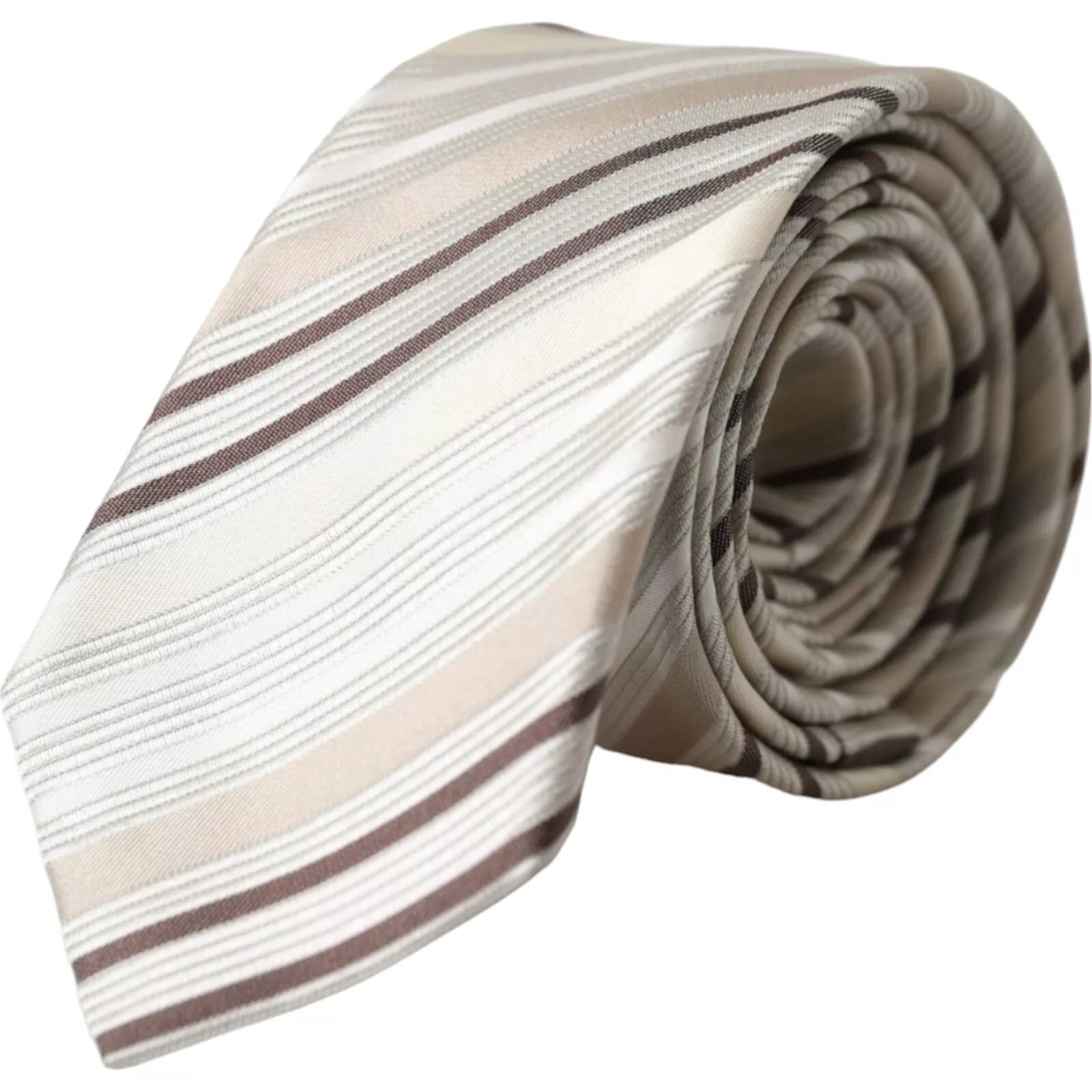 Ανδρική γραβάτα Dolce &amp; Gabbana Beige Stripes Fantasy Silk Adjustable
