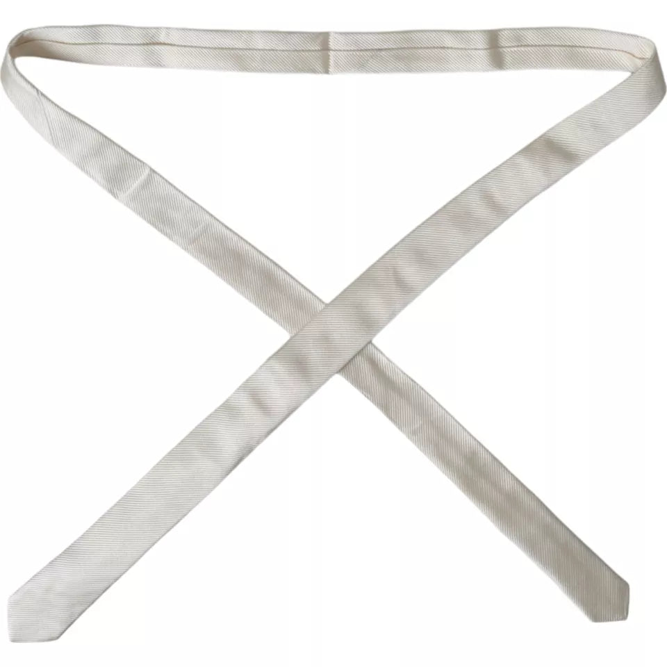 Ρυθμιζόμενη γραβάτα Dolce &amp; Gabbana White Solid 100% Silk