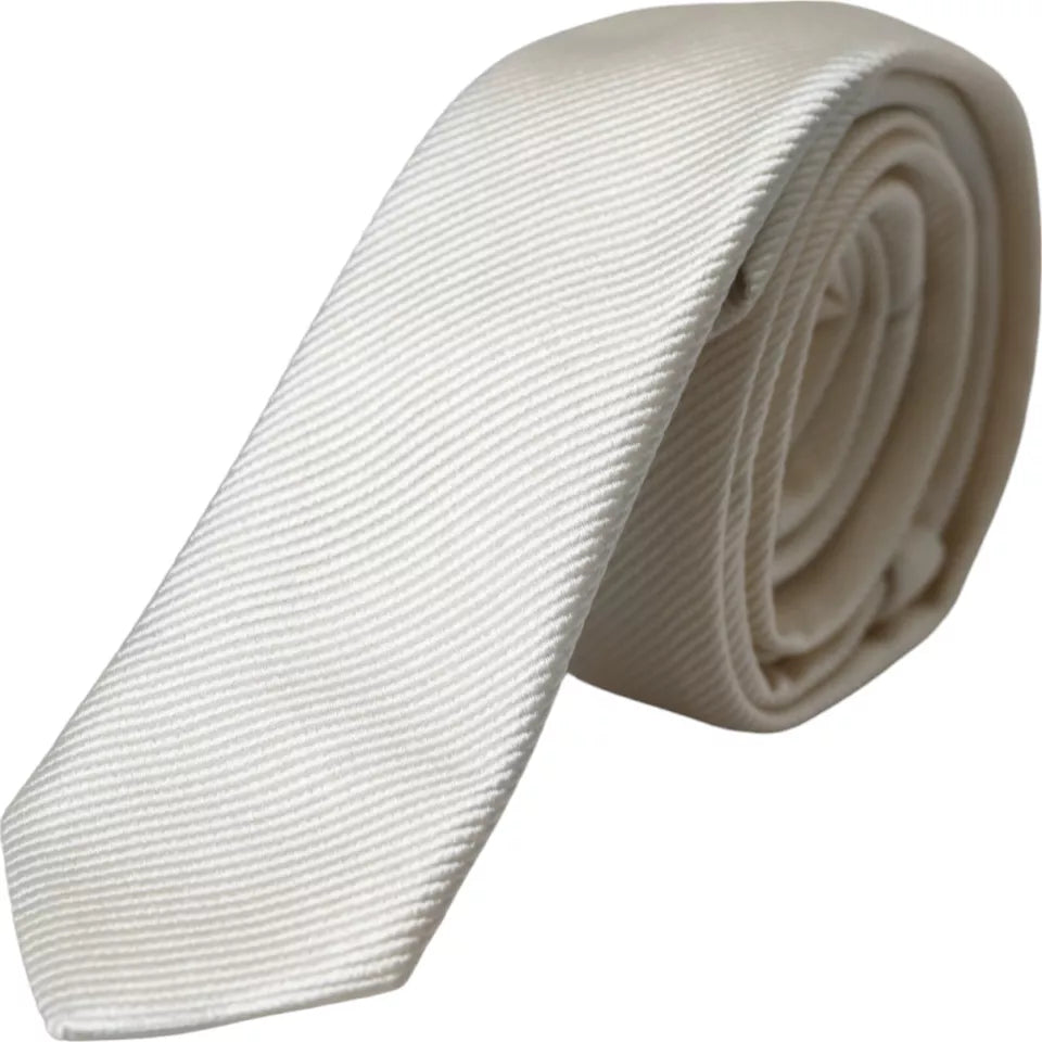 Ρυθμιζόμενη γραβάτα Dolce &amp; Gabbana White Solid 100% Silk