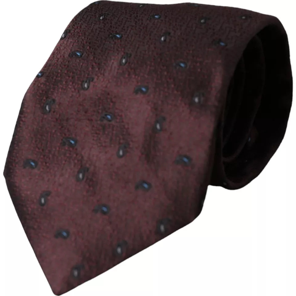 Ανδρική γραβάτα Dolce &amp; Gabbana Bordeaux Fantasy 100% μεταξωτή ρυθμιζόμενη