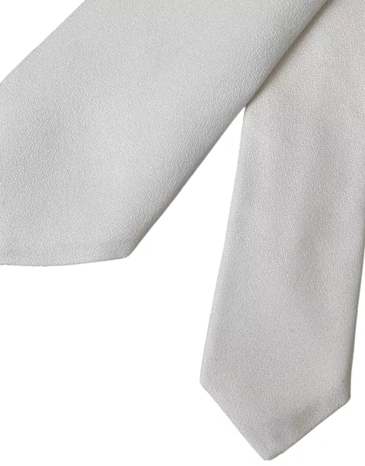 Dolce &amp; Gabbana White Silk Κλασική ρυθμιζόμενη ανδρική γραβάτα