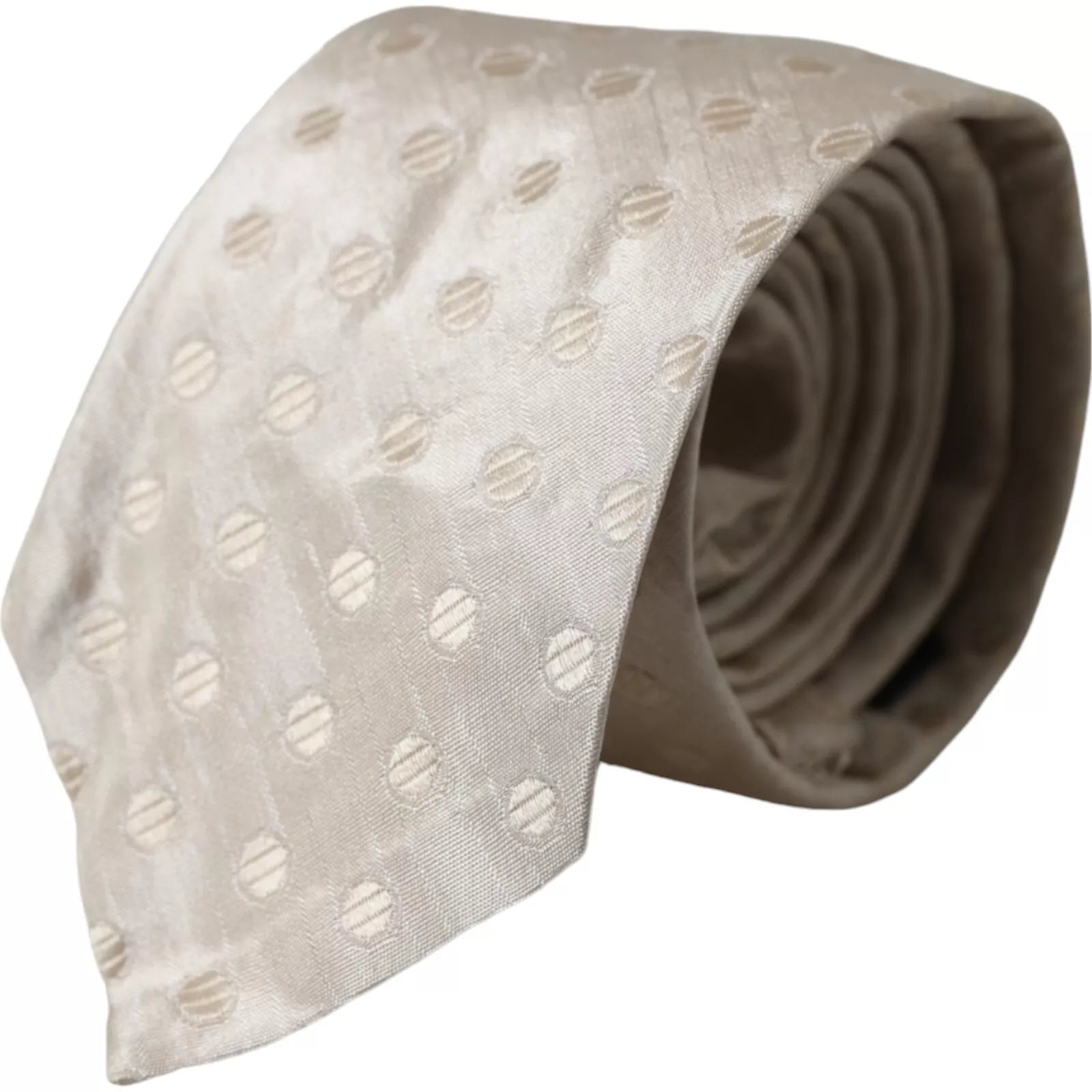 Ανδρική γραβάτα Dolce &amp; Gabbana Beige Μεταξωτή με Πουτιέτα Κλασική Ρυθμιζόμενη Ανδρική Γραβάτα