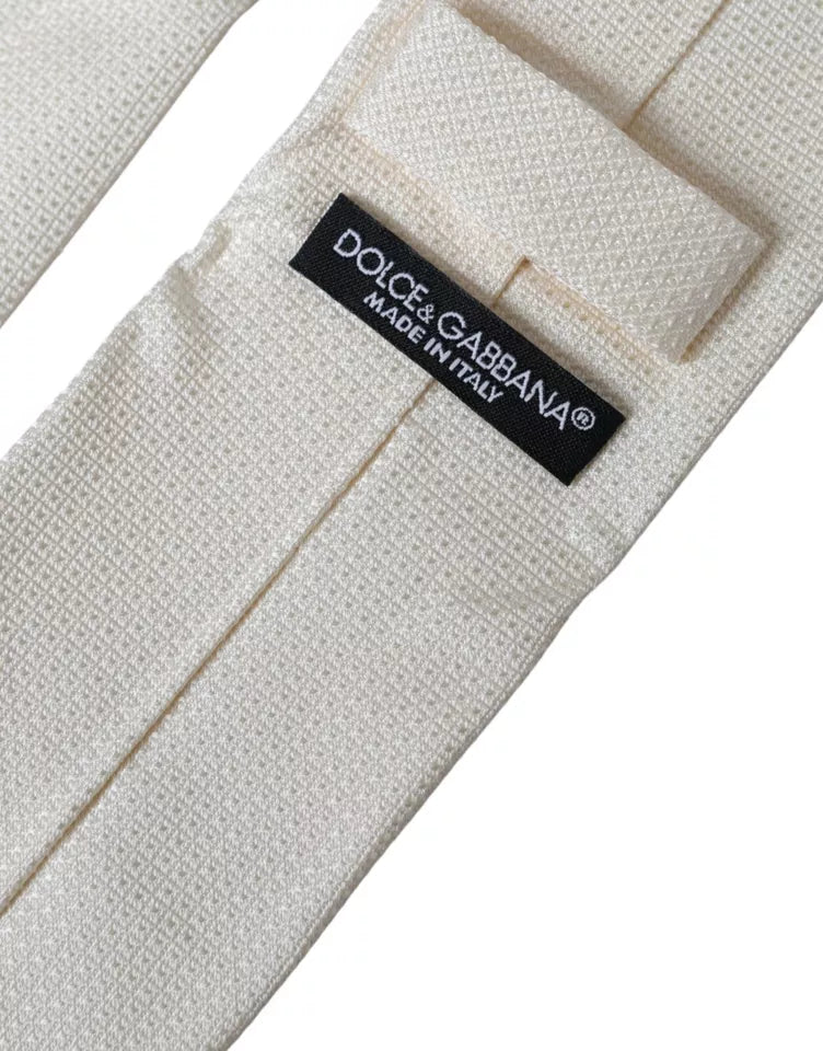 Κλασική ρυθμιζόμενη γραβάτα Dolce &amp; Gabbana με μοτίβο σε λευκό χρώμα
