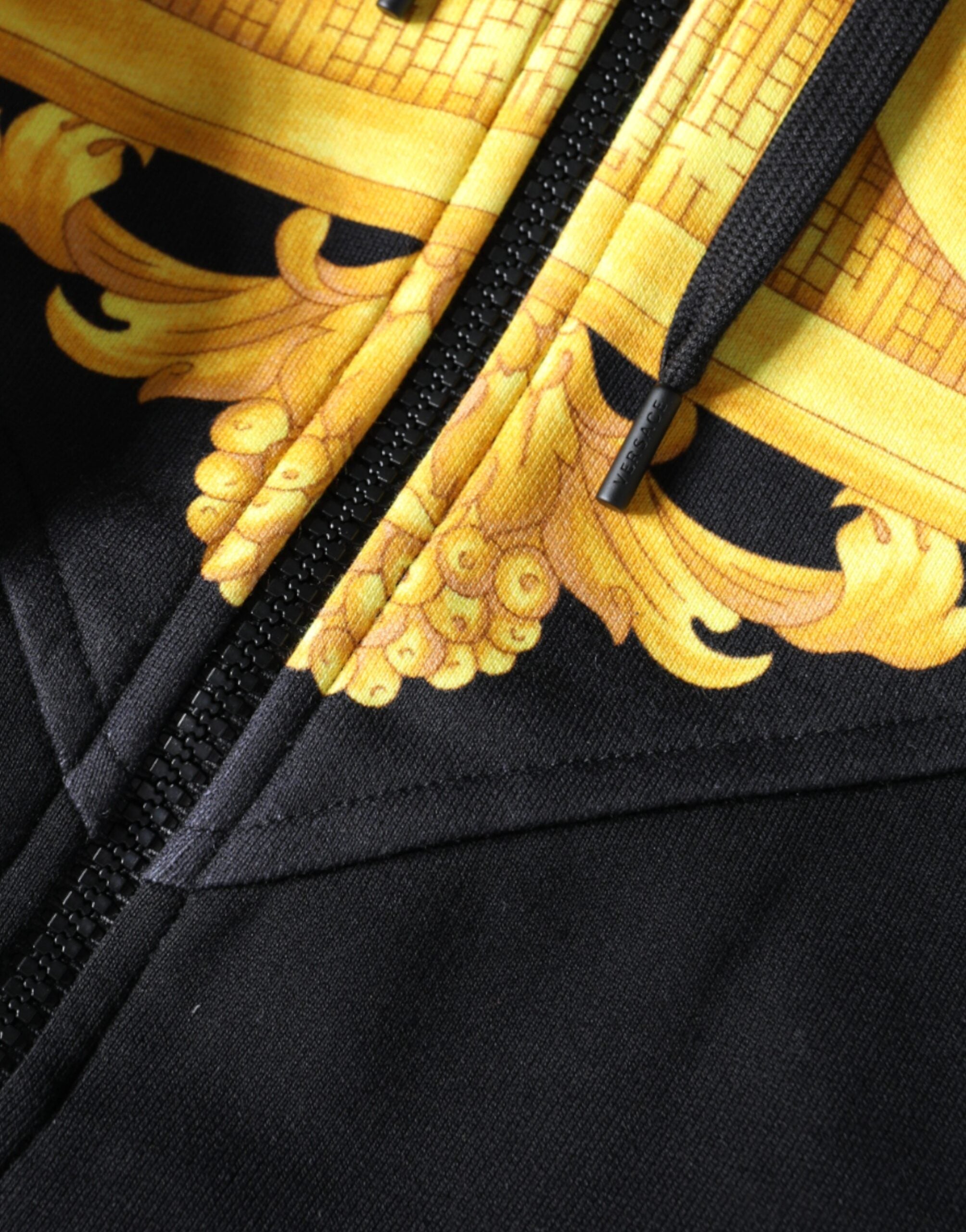 Versace Black Medusa Print Βαμβακερό φούτερ φούτερ με κουκούλα με φερμουάρ